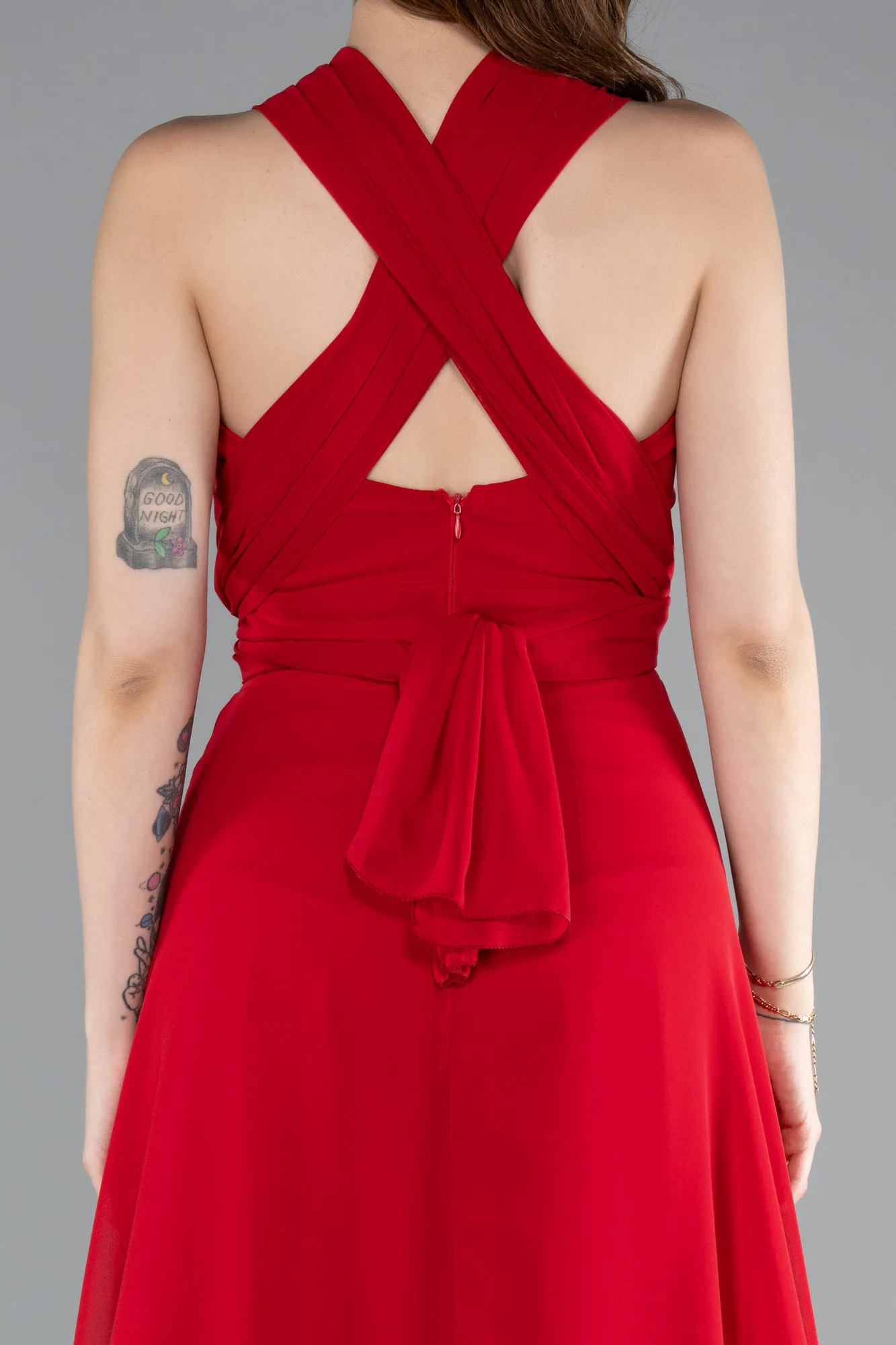 Red-Long Chiffon Prom Gown ABU4965