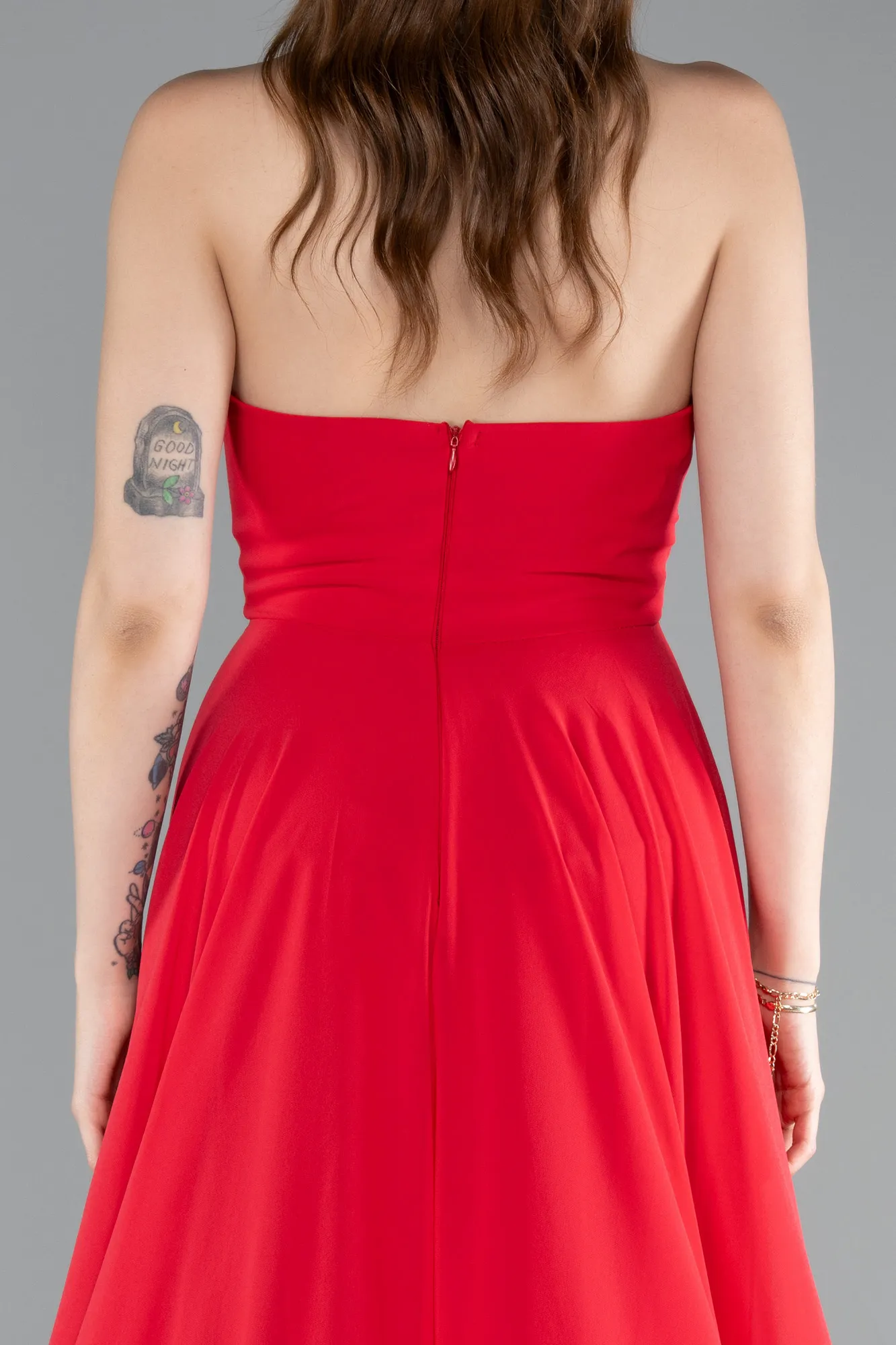 Red-Long Chiffon Prom Gown ABU4966