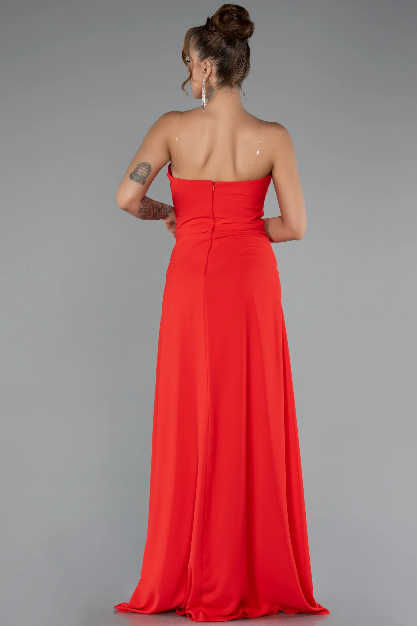 Red-Long Chiffon Prom Gown ABU5108
