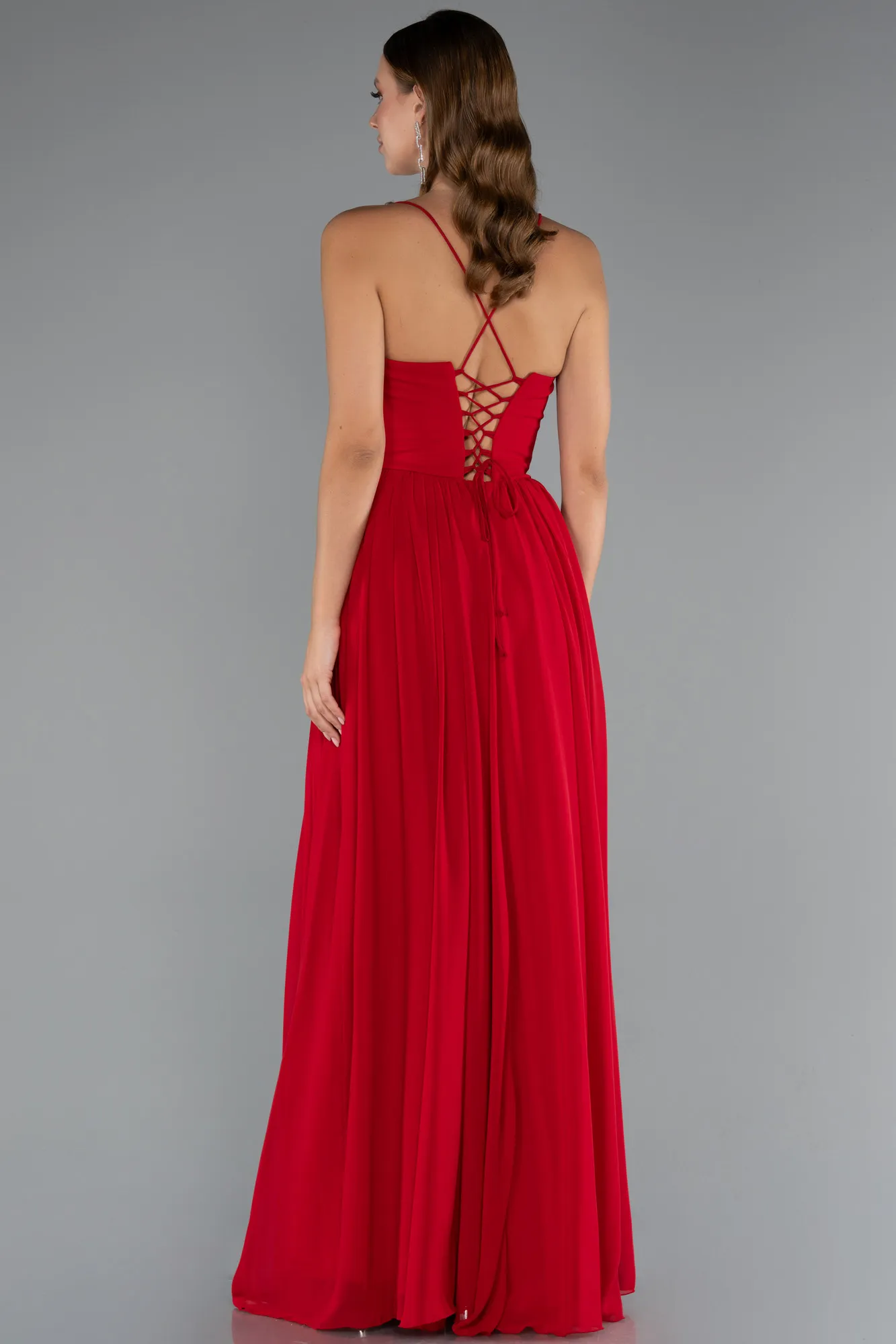Red-Long Chiffon Prom Gown ABU5223