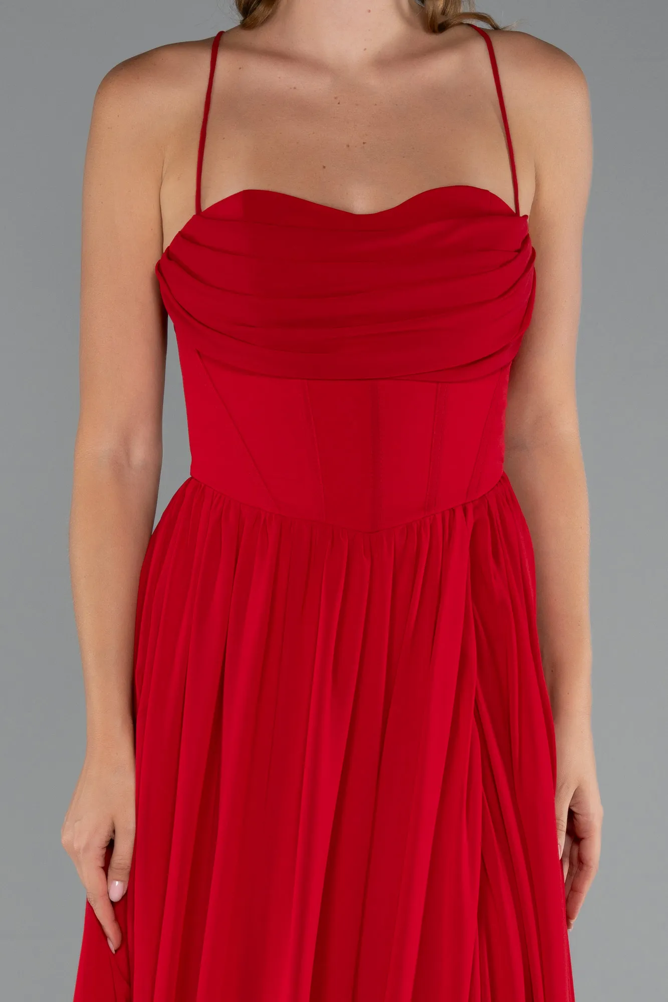 Red-Long Chiffon Prom Gown ABU5223