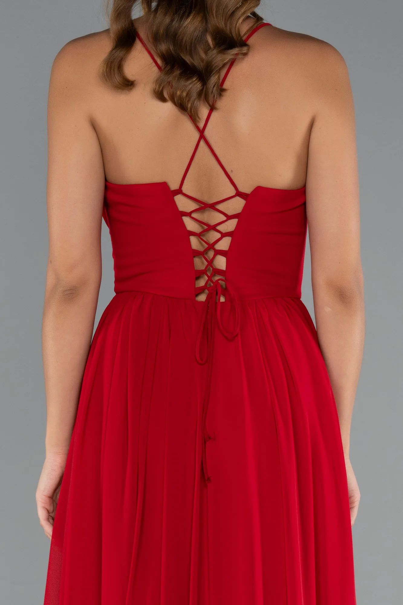 Red-Long Chiffon Prom Gown ABU5223