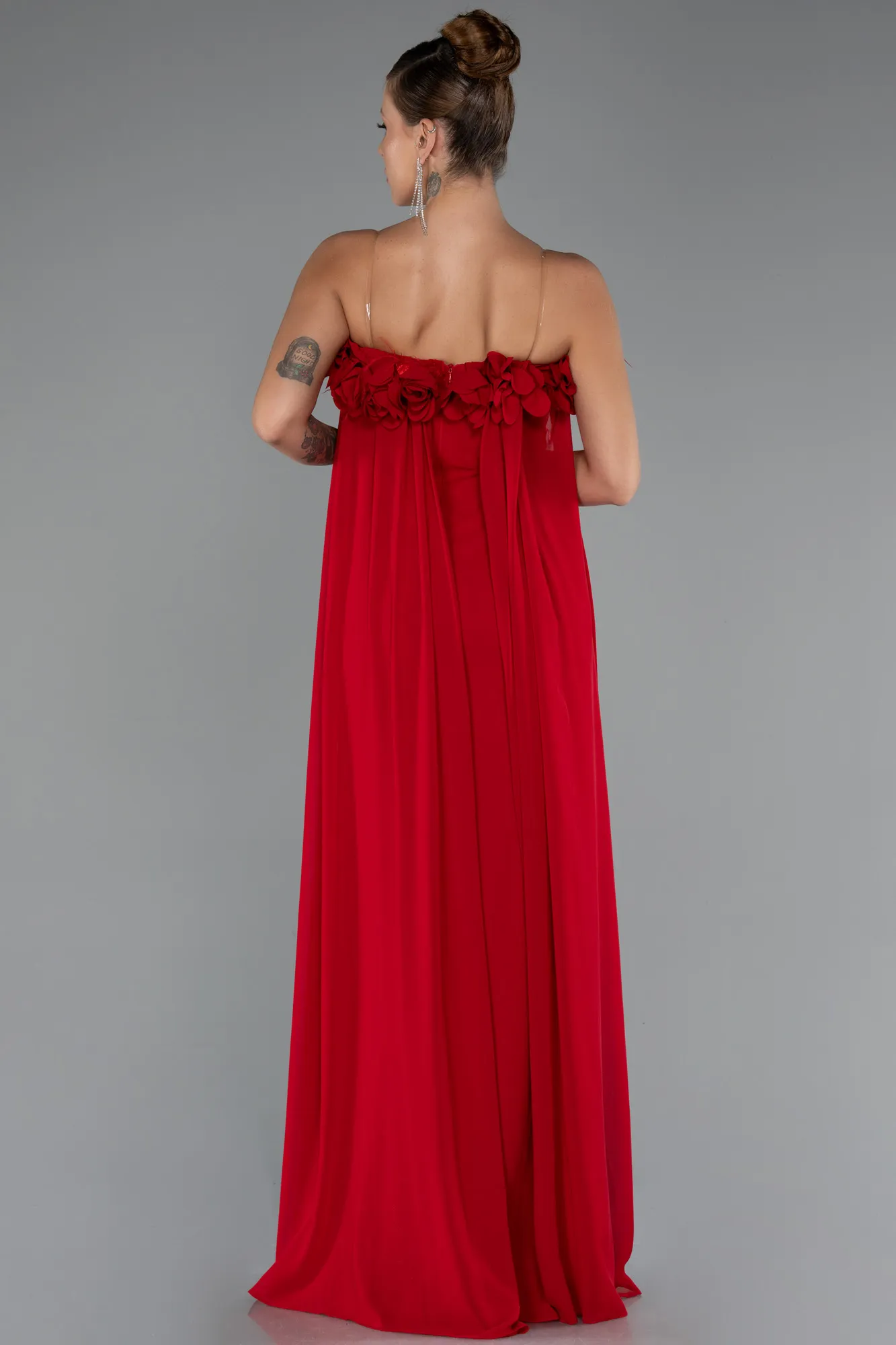 Red-Long Chiffon Prom Gown ABU5351