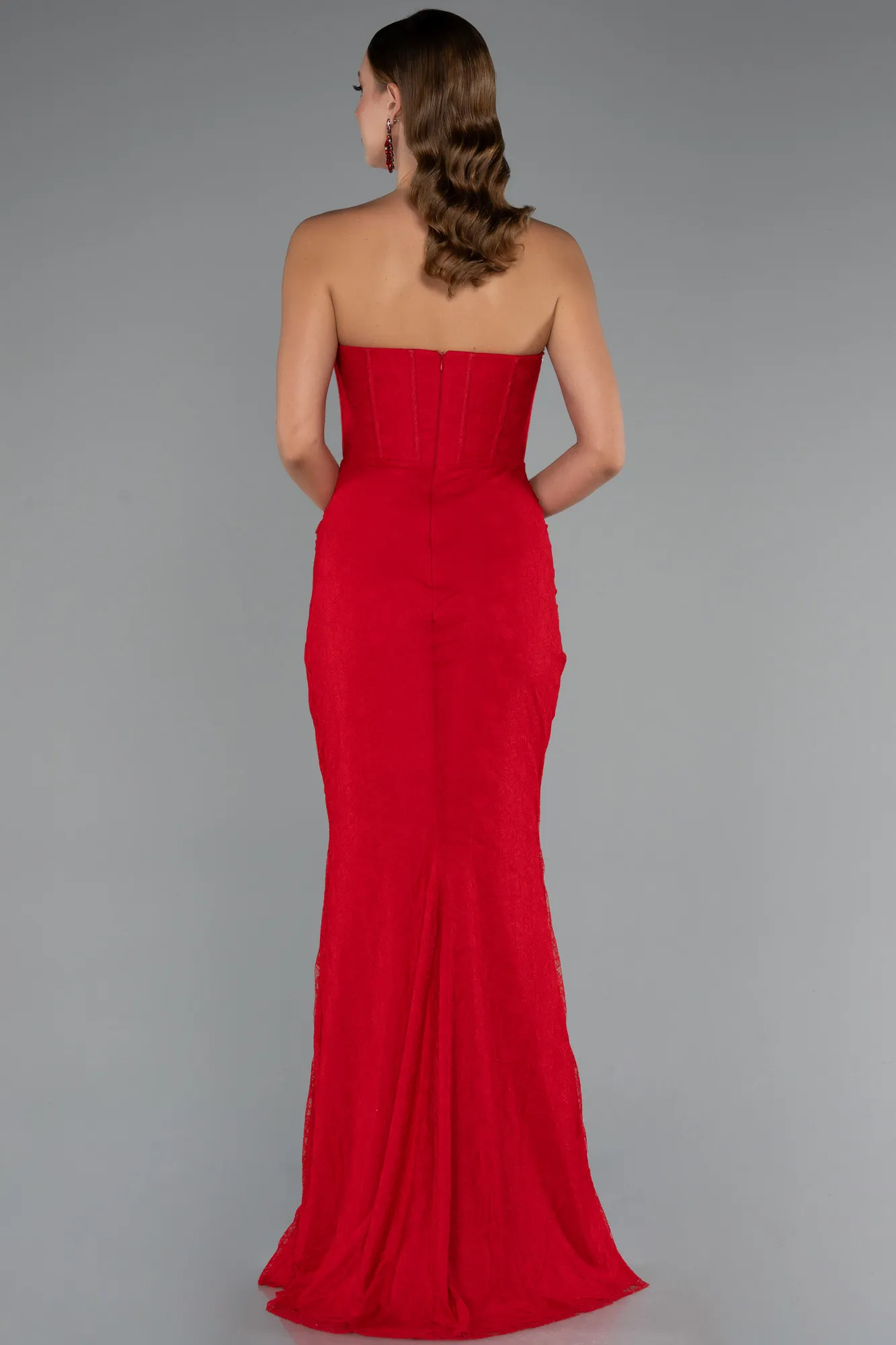 Red-Long Dantelle Mermaid Evening Gown ABU5215