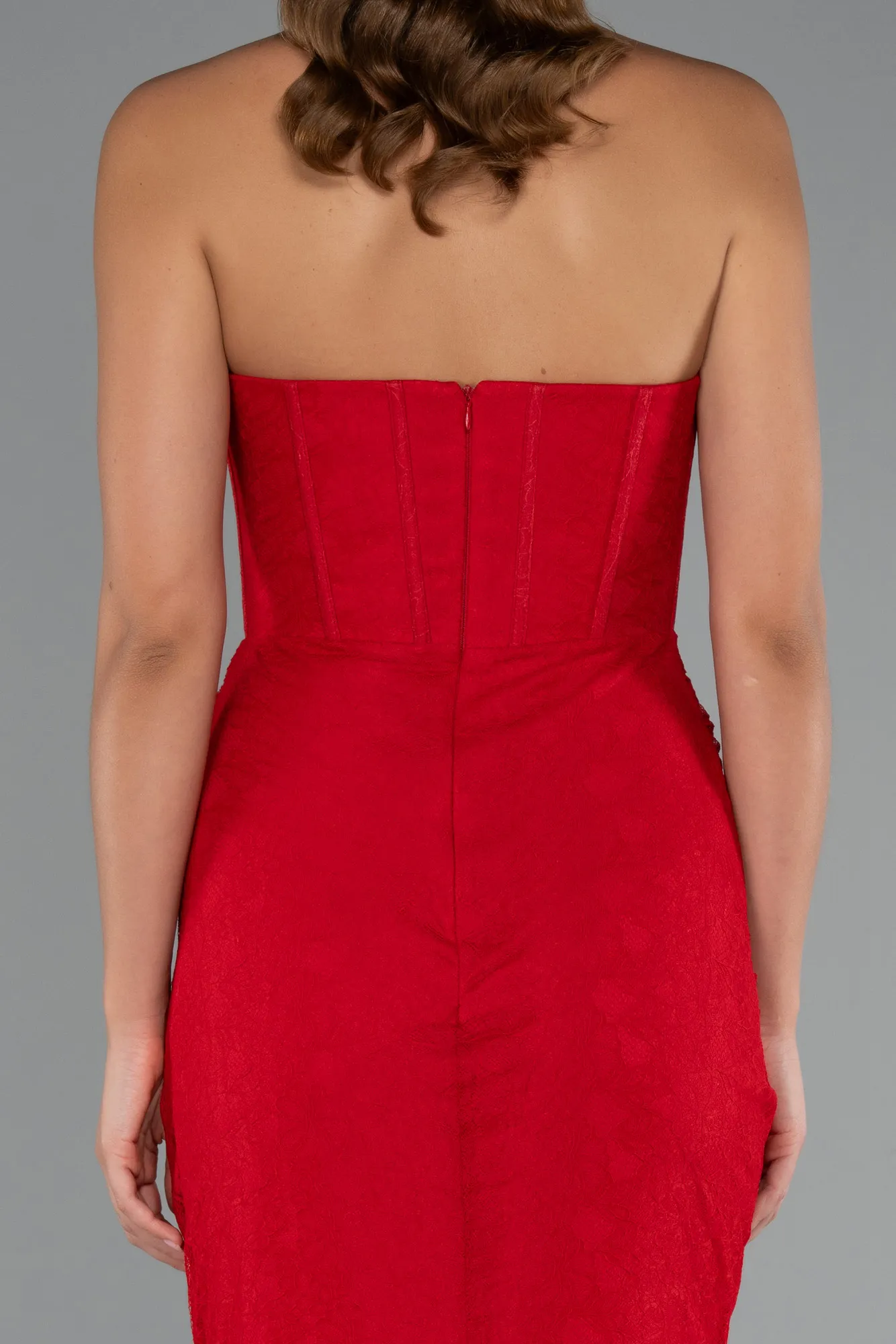 Red-Long Dantelle Mermaid Evening Gown ABU5215