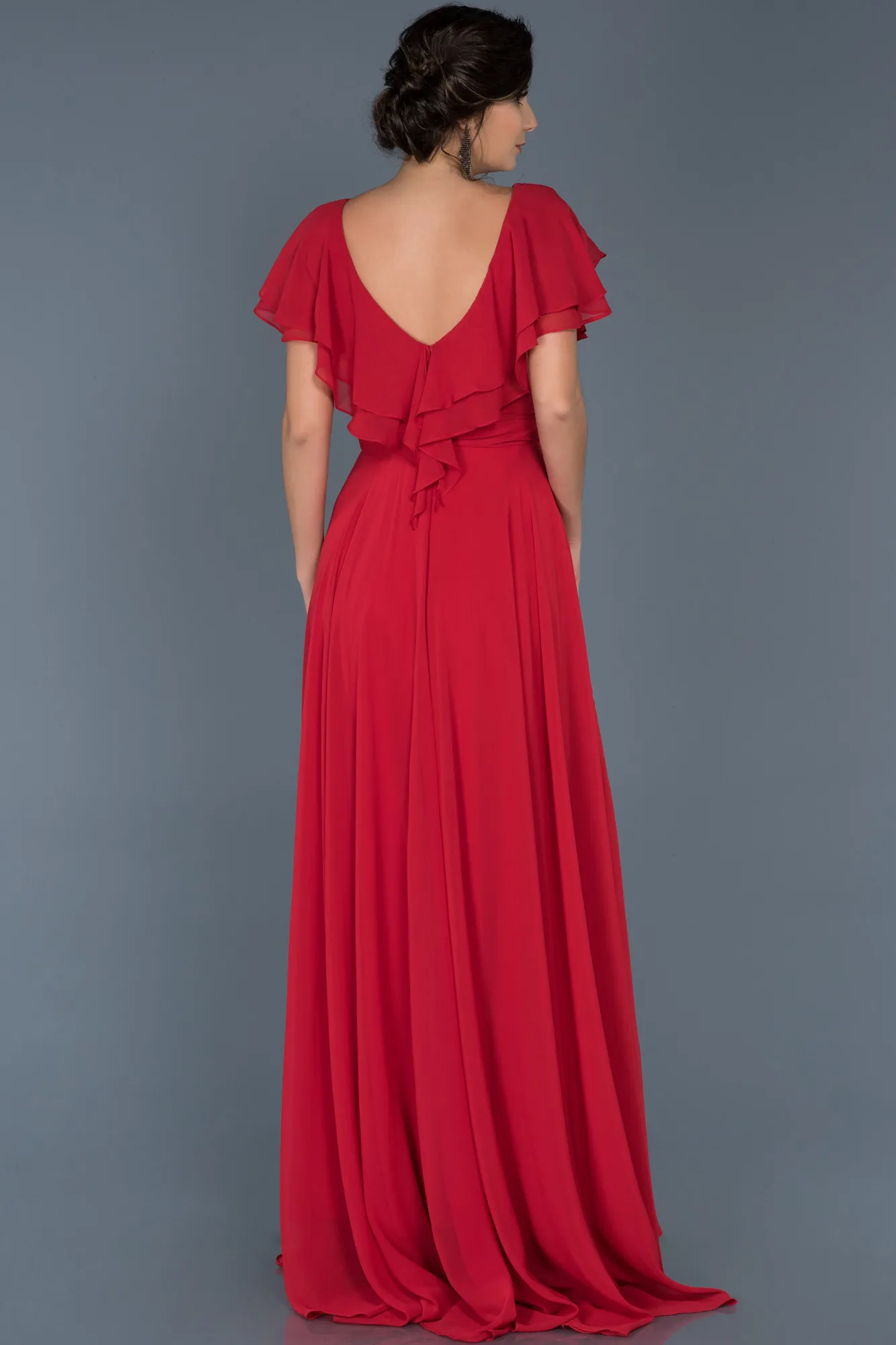Red-Long Plus Size Evening Dress ABU032