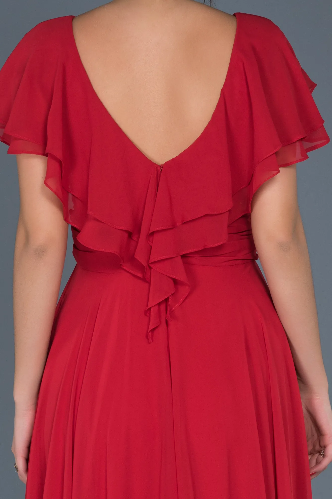 Red-Long Plus Size Evening Dress ABU032