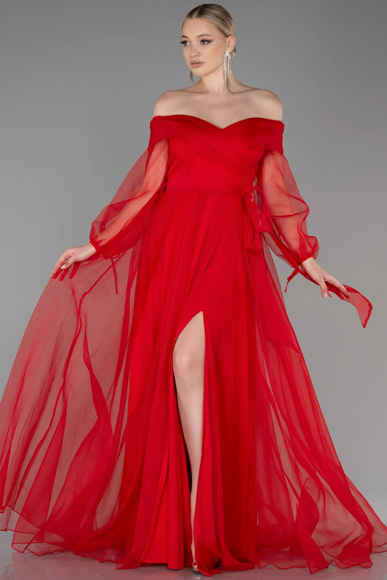 Red-Long Engagement Dress ABU1468