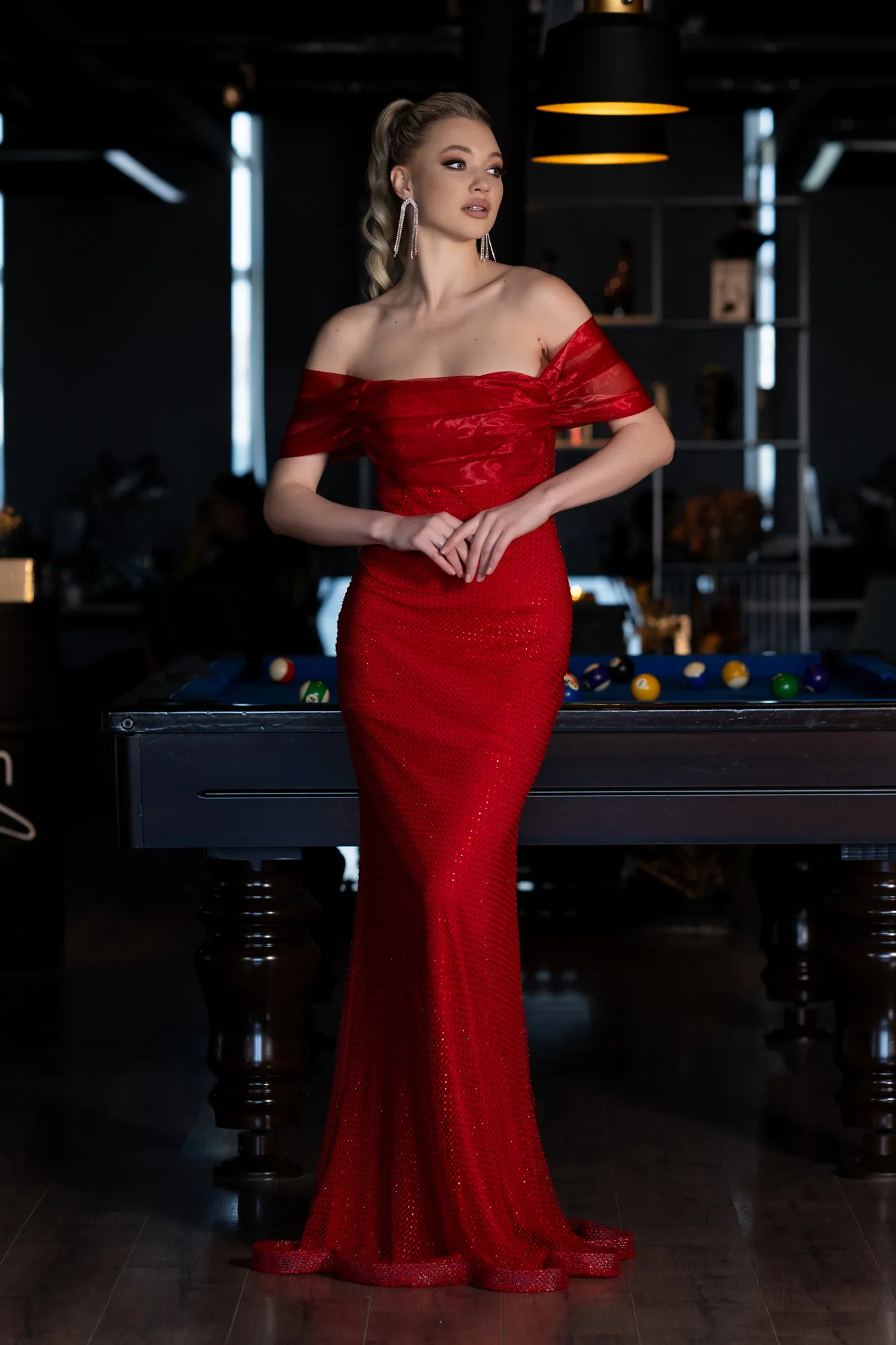 Red-Long File Mermaid Prom Dress ABU3769