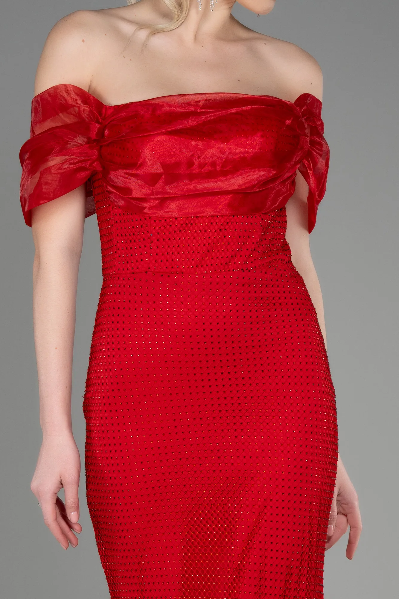 Red-Long File Mermaid Prom Dress ABU3769