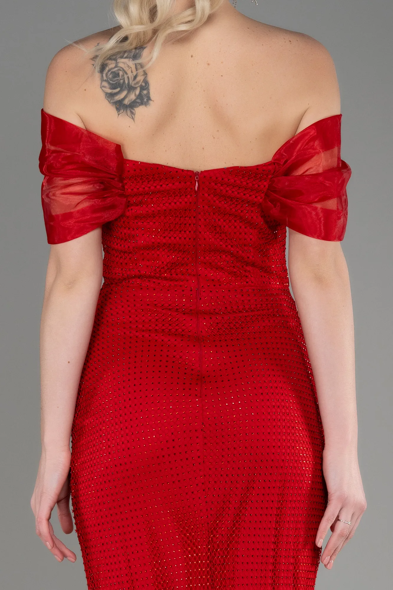 Red-Long File Mermaid Prom Dress ABU3769