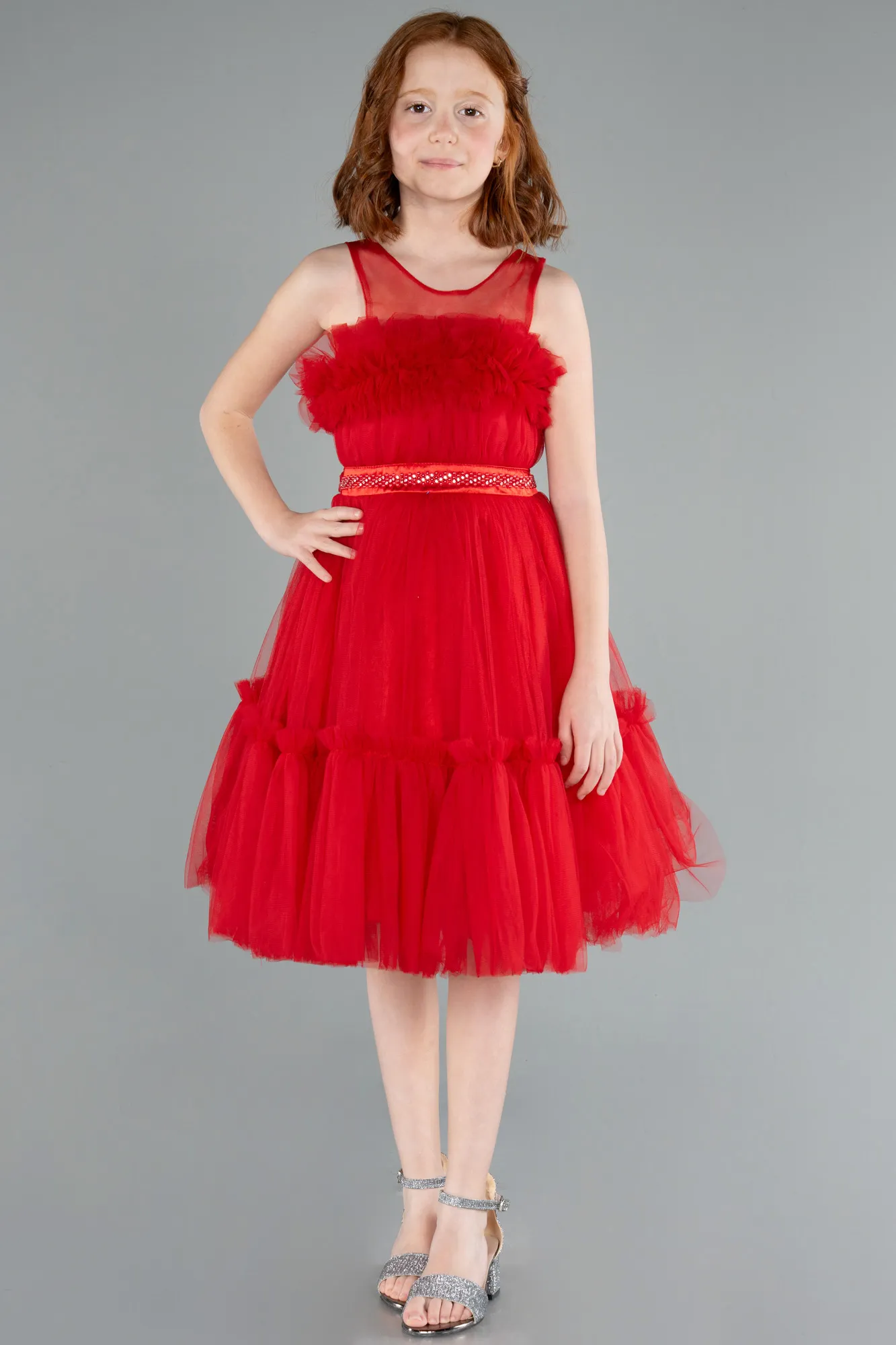 Red-Long Girl Dress ABU4221