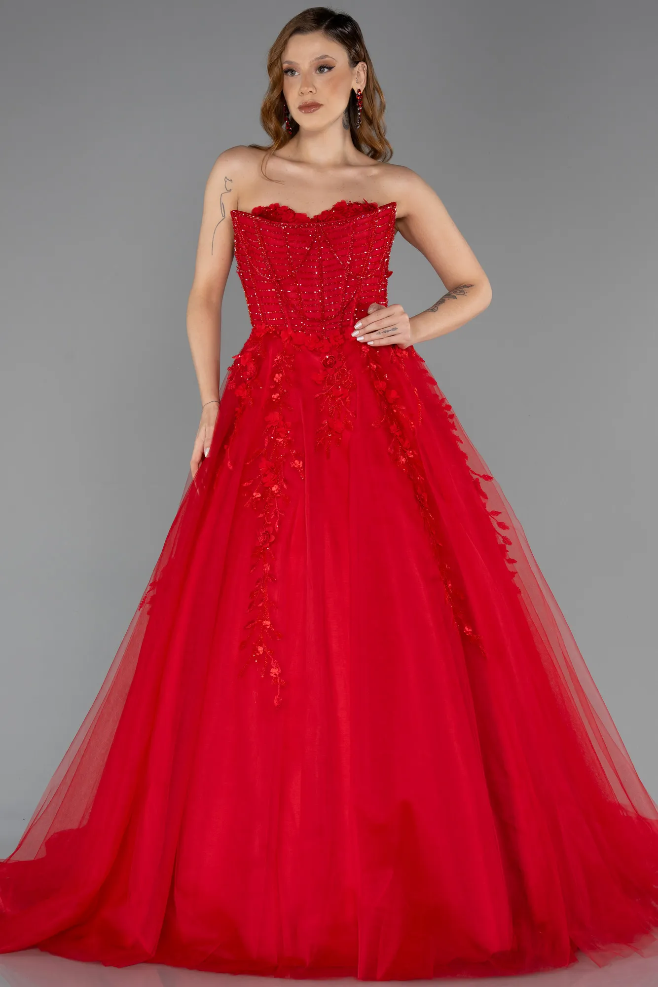 Red-Long Haute Couture Dress ABU5459