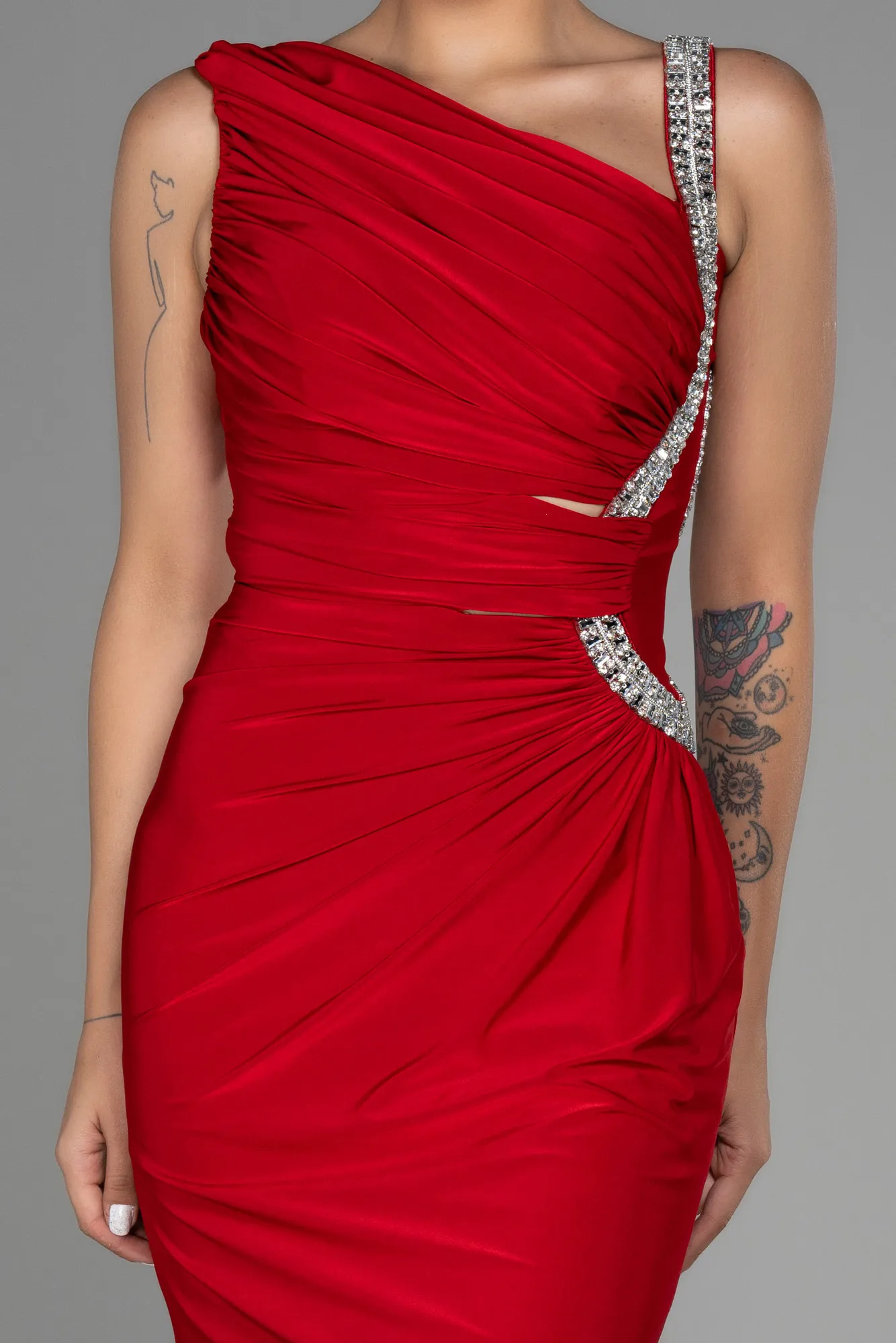 Red-Long Mermaid Evening Dress ABU3206
