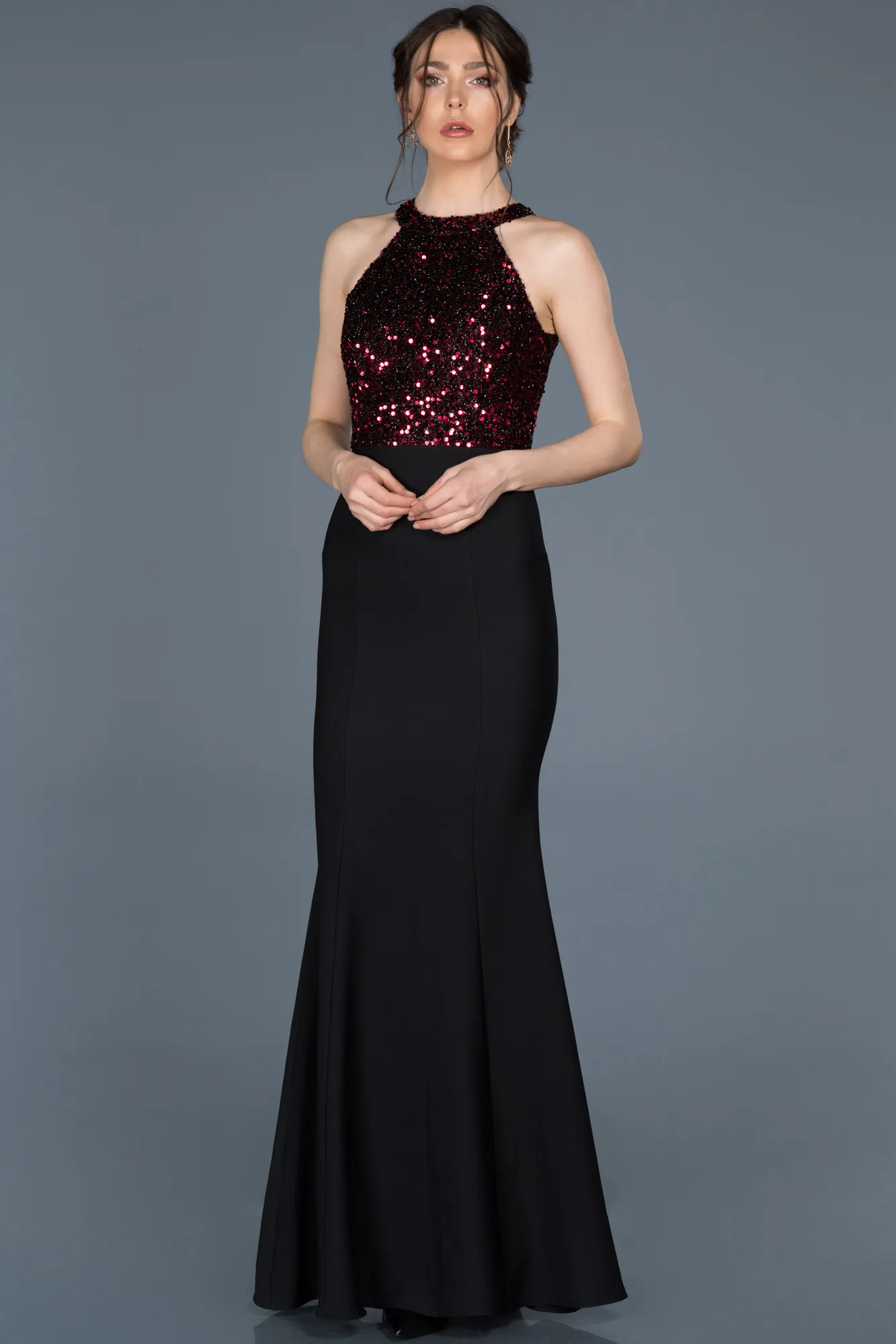 Red-Long Mermaid Evening Dress ABU608