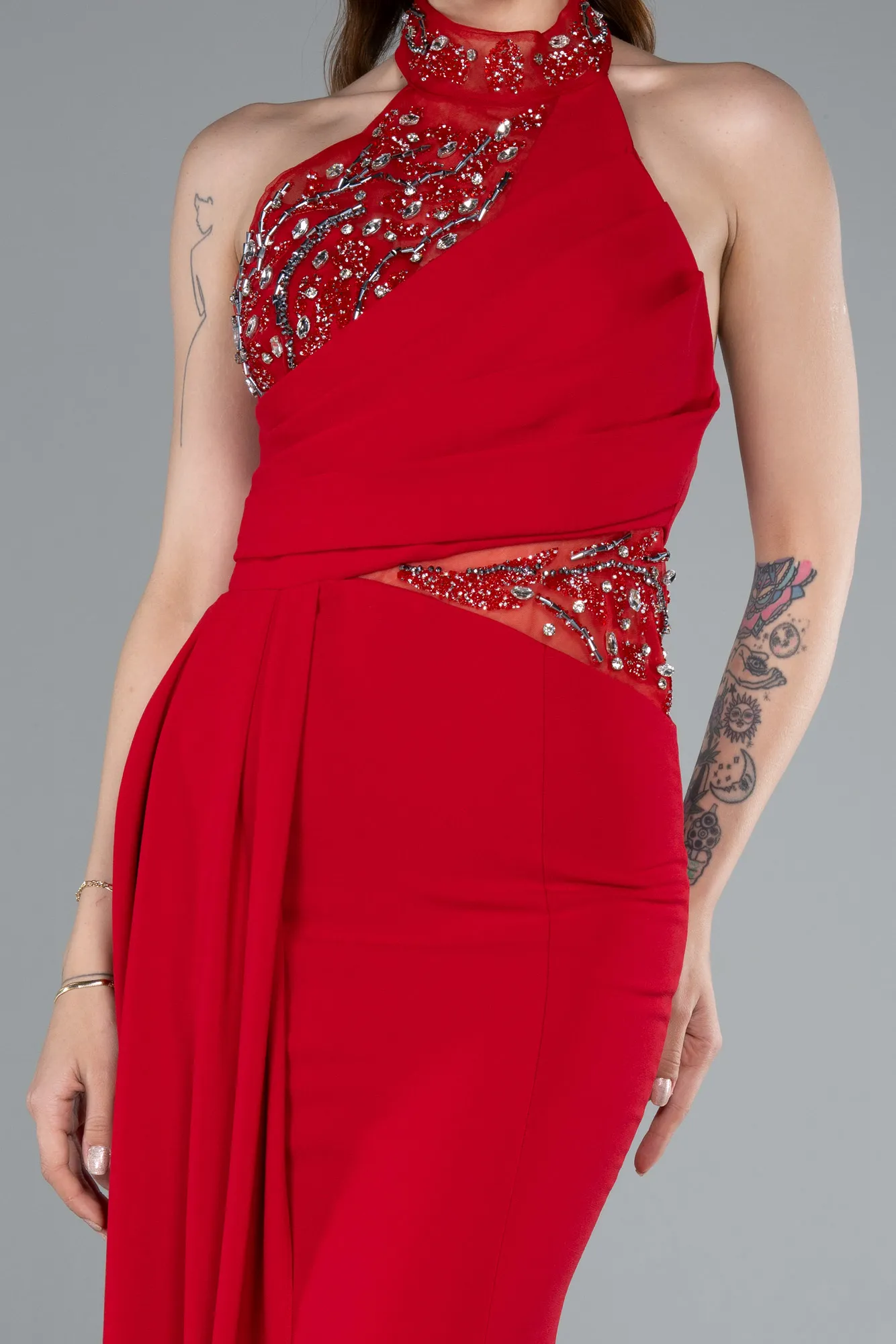 Red-Long Mermaid Evening Gown ABU4979