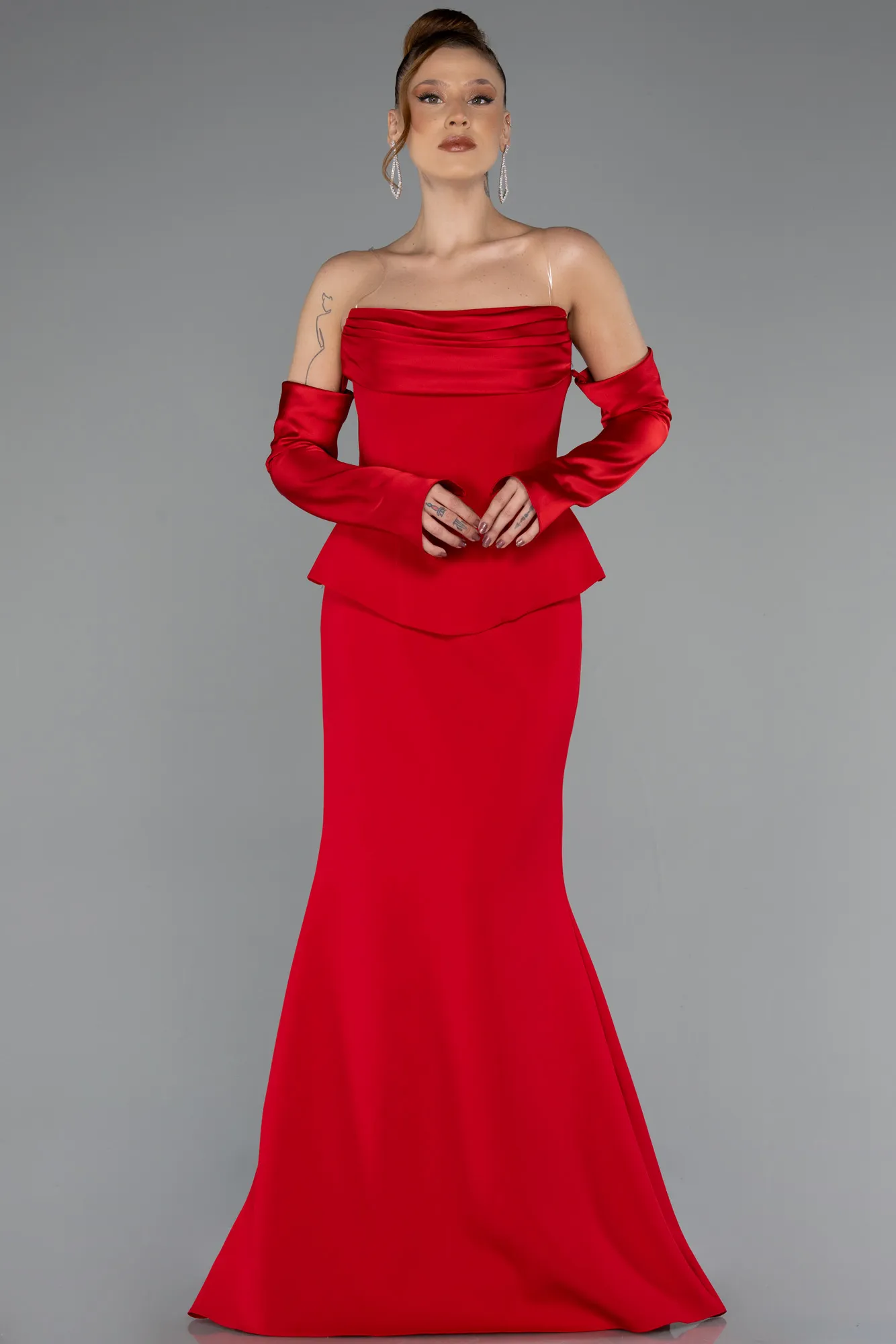 Red-Long Mermaid Evening Gown ABU5421