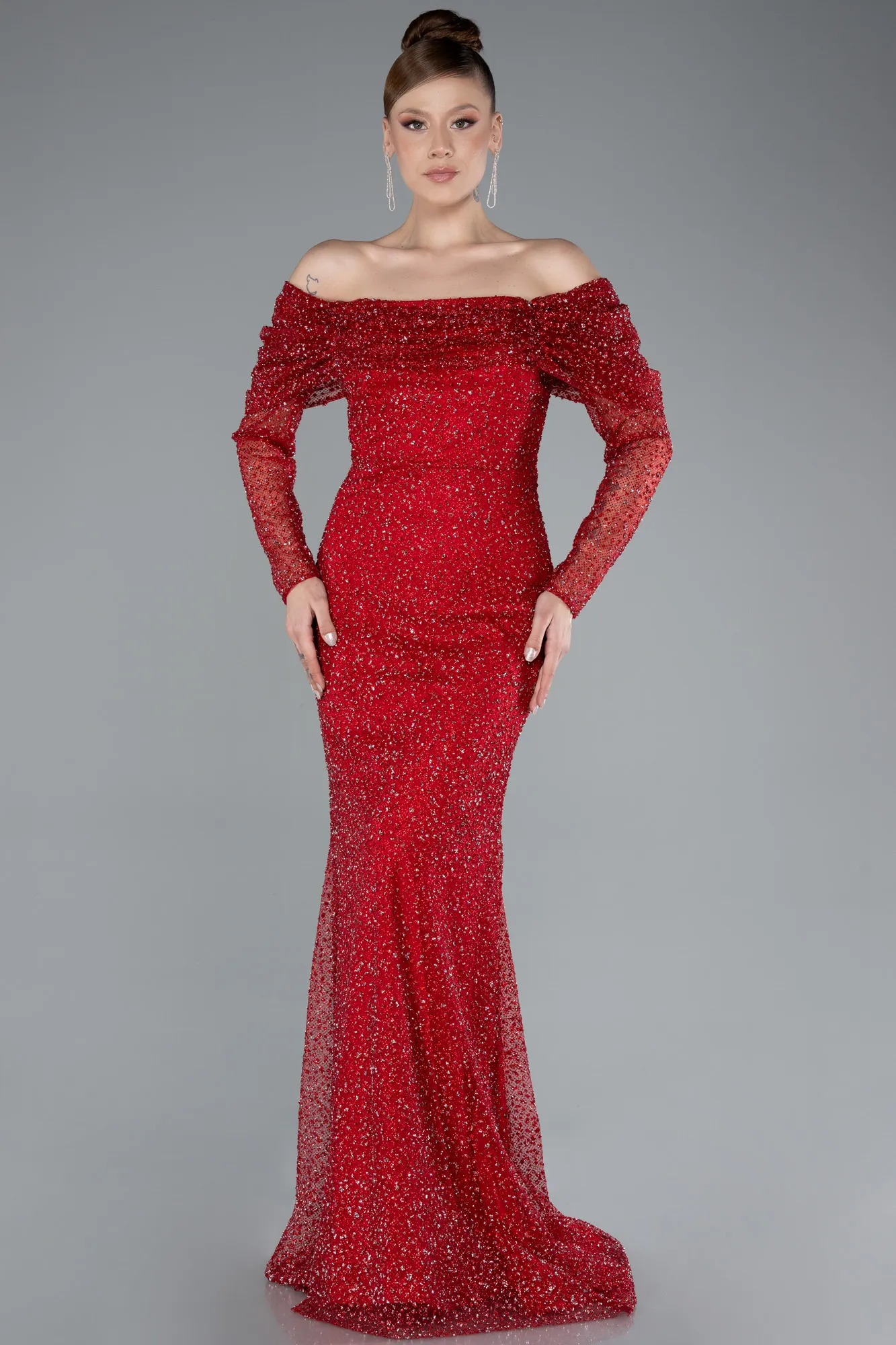 Red-Long Mermaid Prom Dress ABU3756