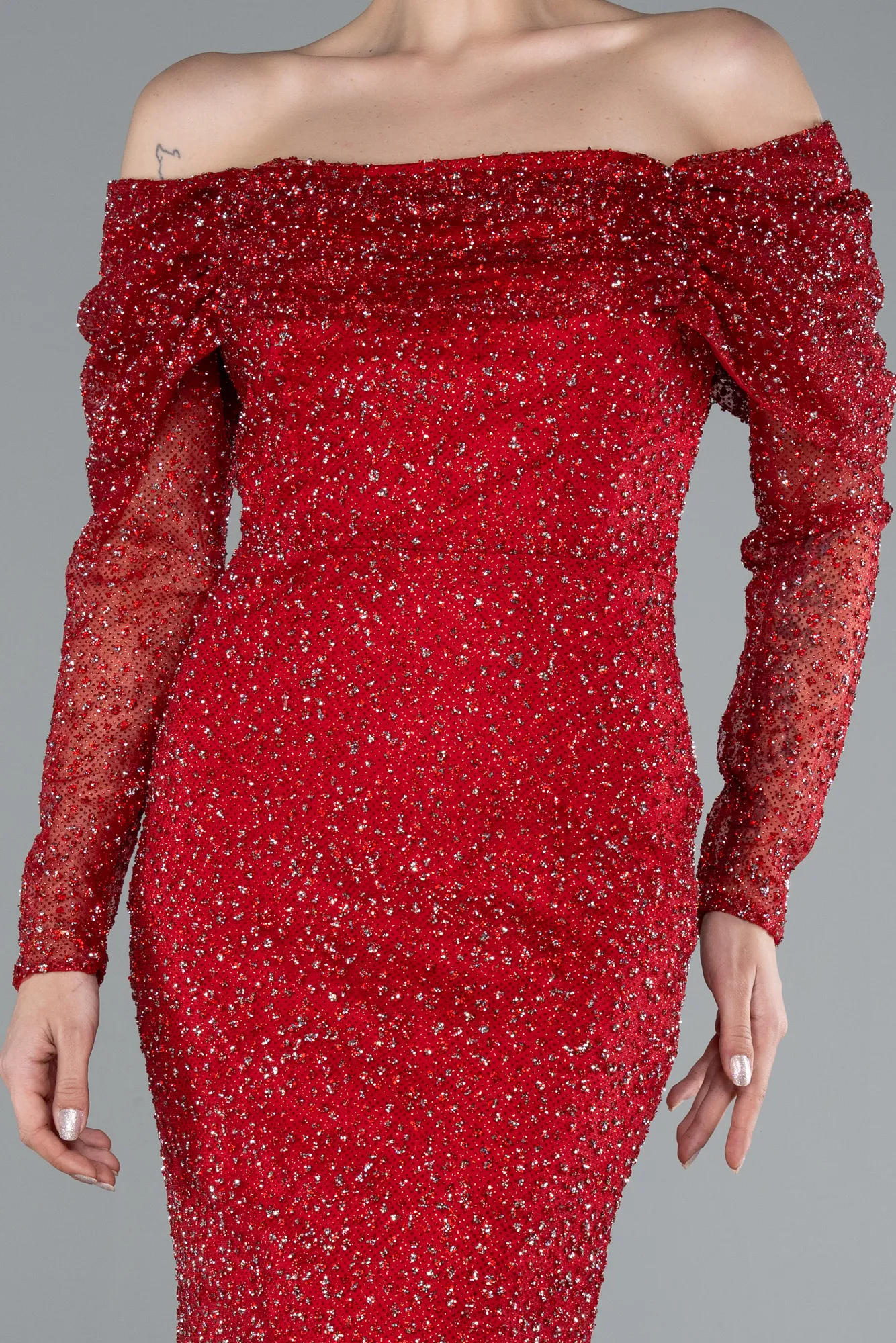 Red-Long Mermaid Prom Dress ABU3756