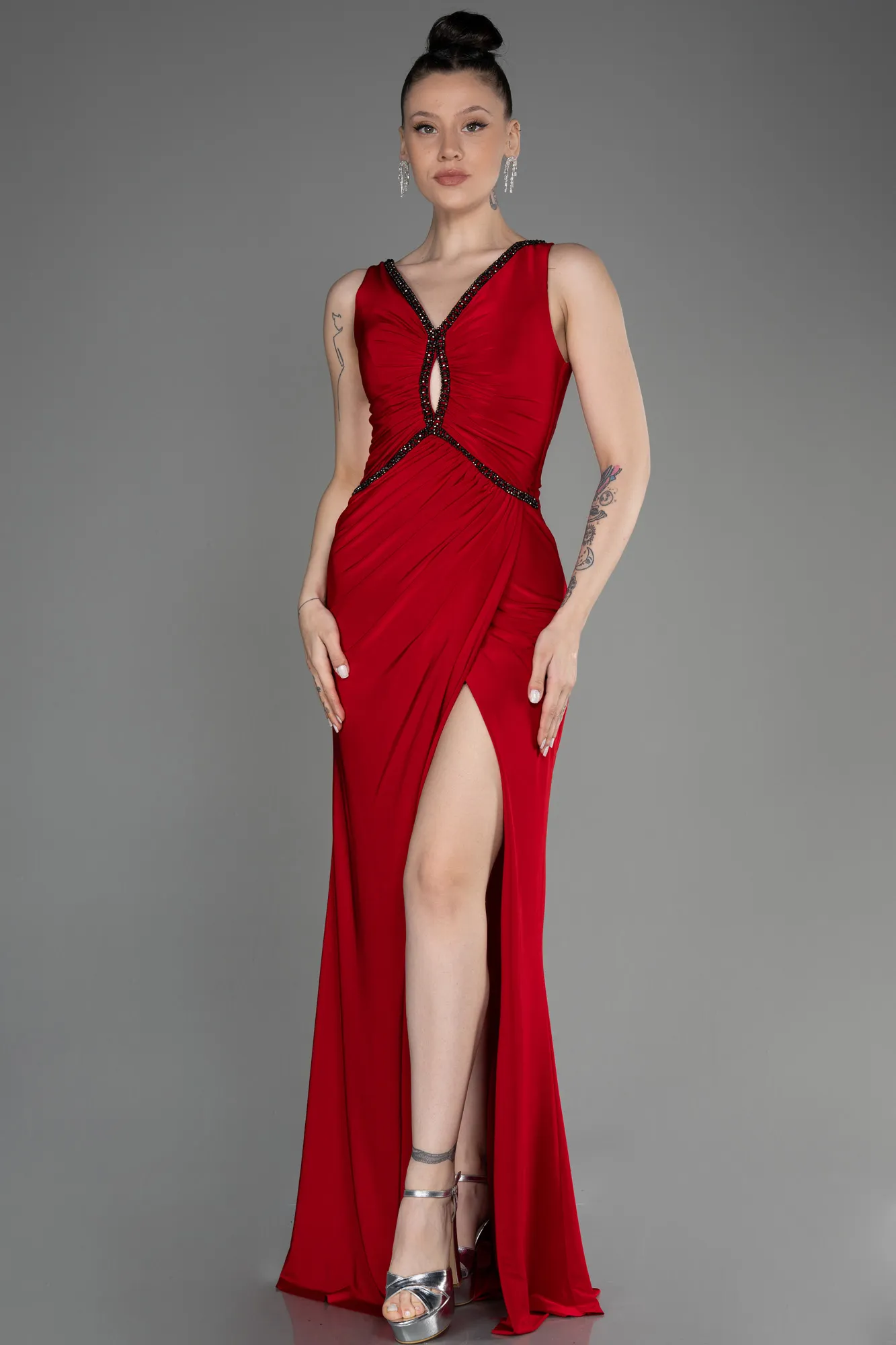 Red-Long Mermaid Prom Dress ABU3782
