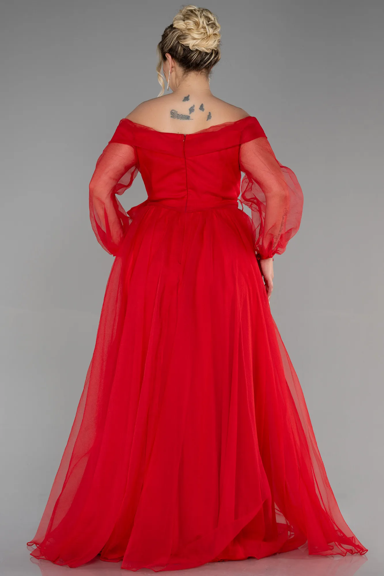 Red-Long Oversized Evening Dress ABU1535