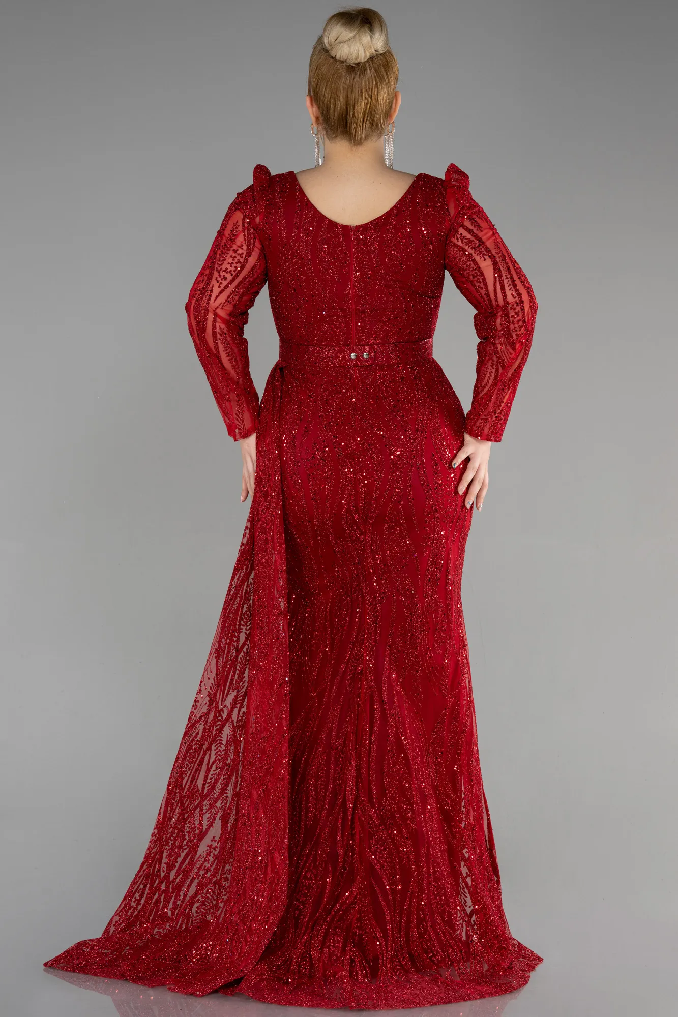 Red-Long Plus Size Engagement Dress ABU3562