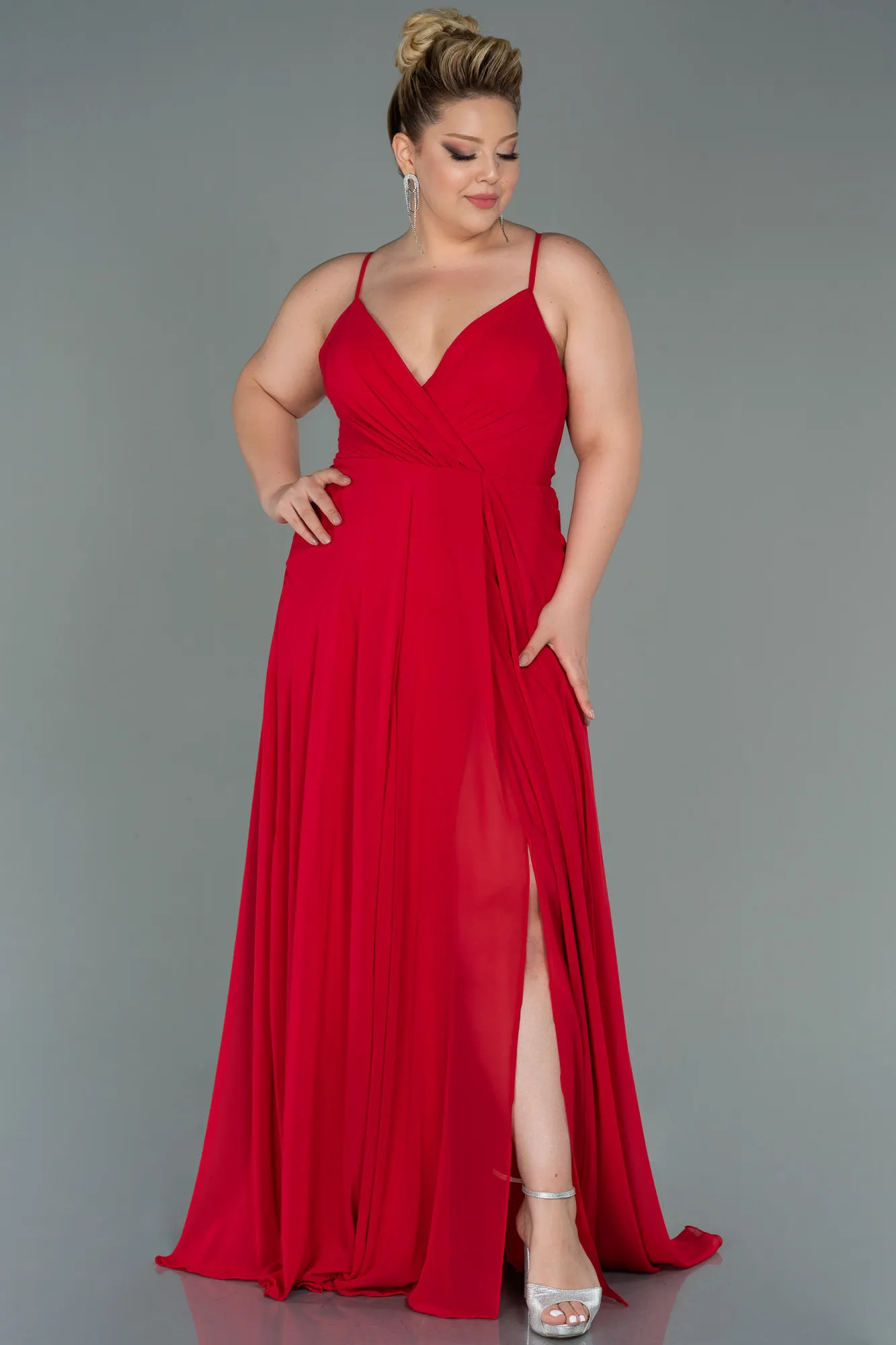 Red-Long Plus Size Evening Dress ABU1324
