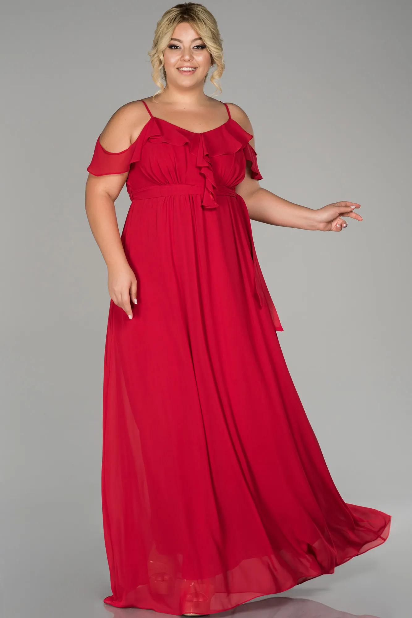 Red-Long Plus Size Evening Dress ABU1449