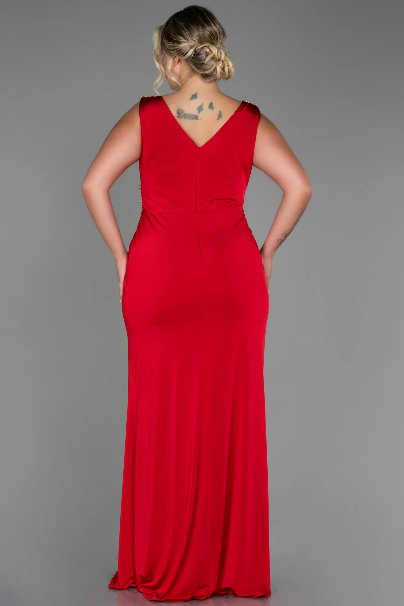 Red-Long Plus Size Evening Dress ABU2931