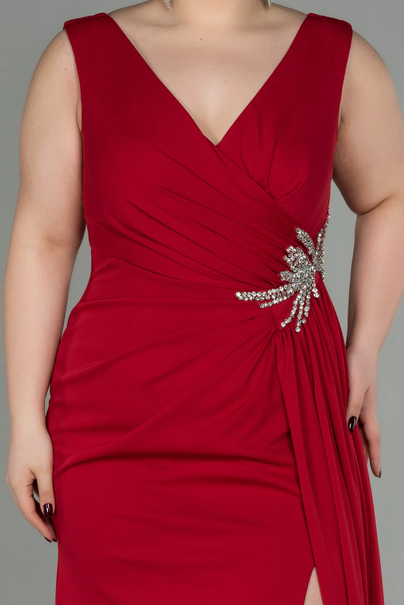 Red-Long Plus Size Evening Dress ABU2934
