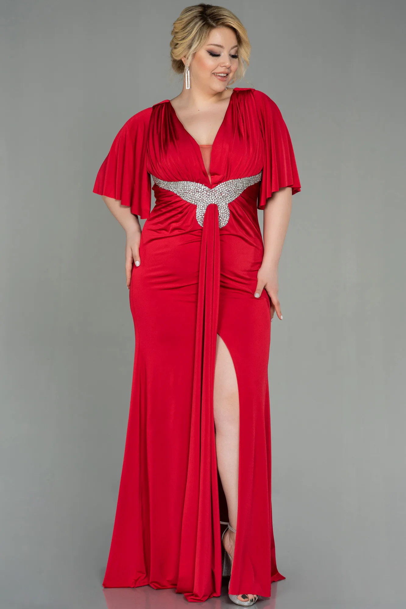 Red-Long Plus Size Evening Dress ABU3015