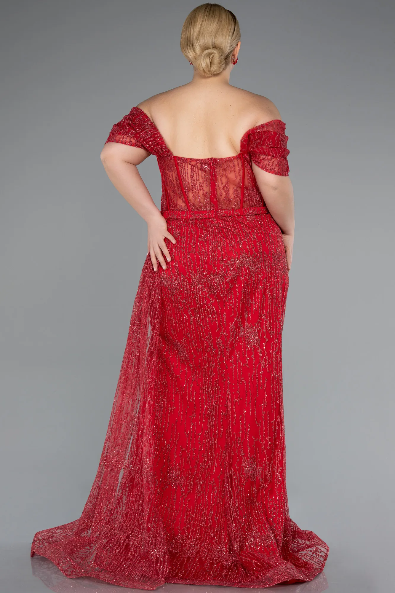 Red-Long Plus Size Evening Dress ABU3097