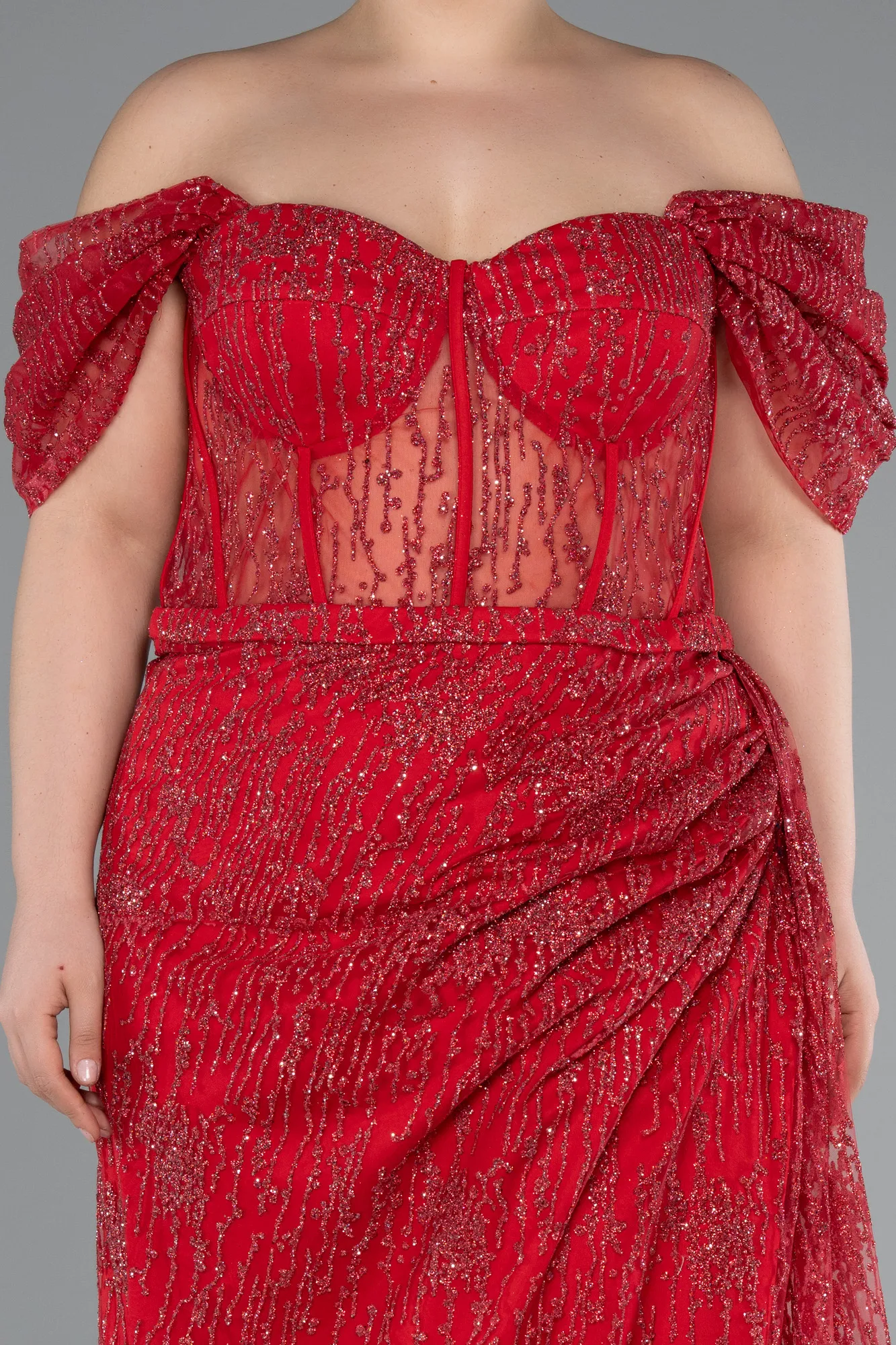 Red-Long Plus Size Evening Dress ABU3097