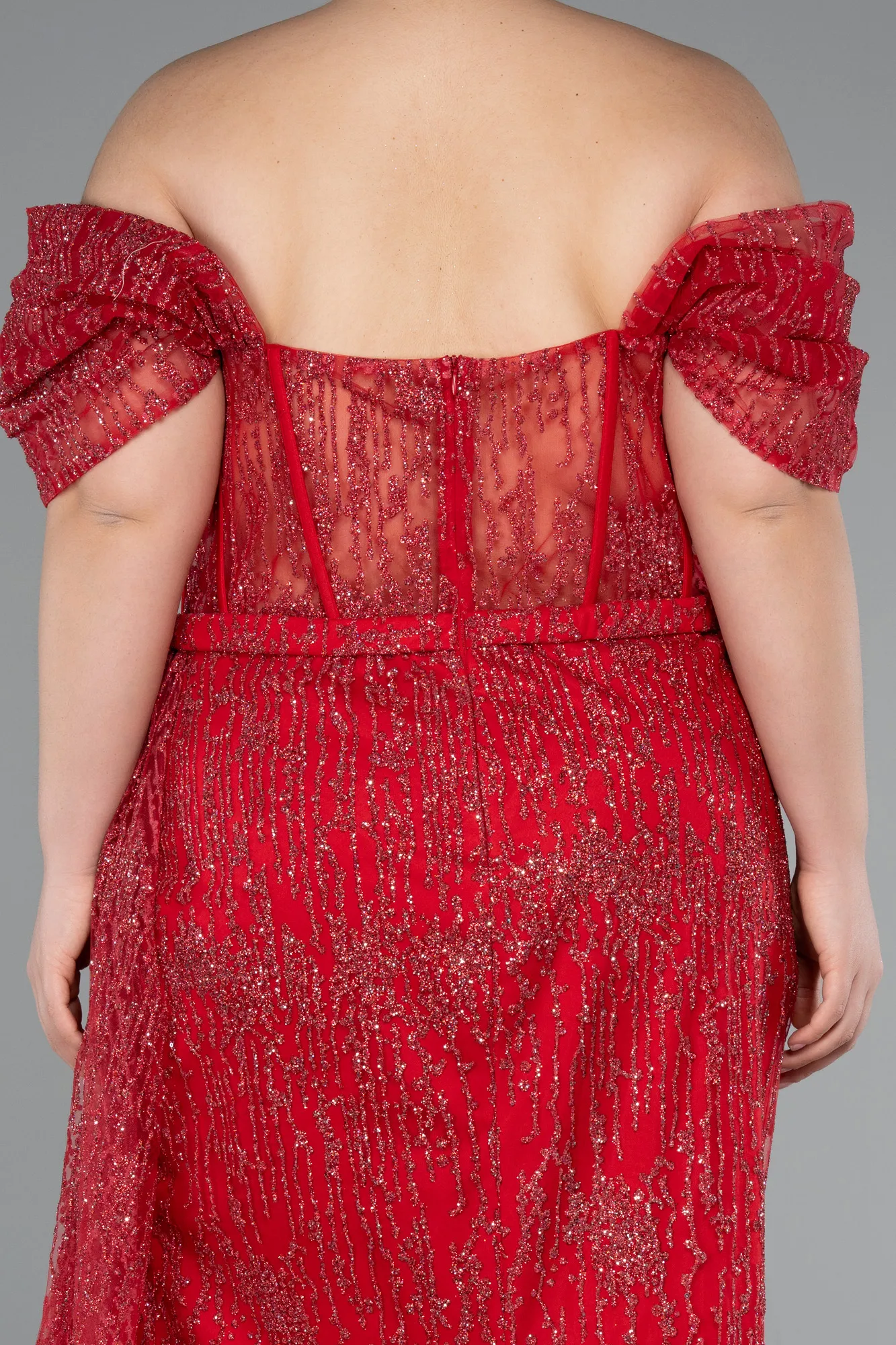 Red-Long Plus Size Evening Dress ABU3097