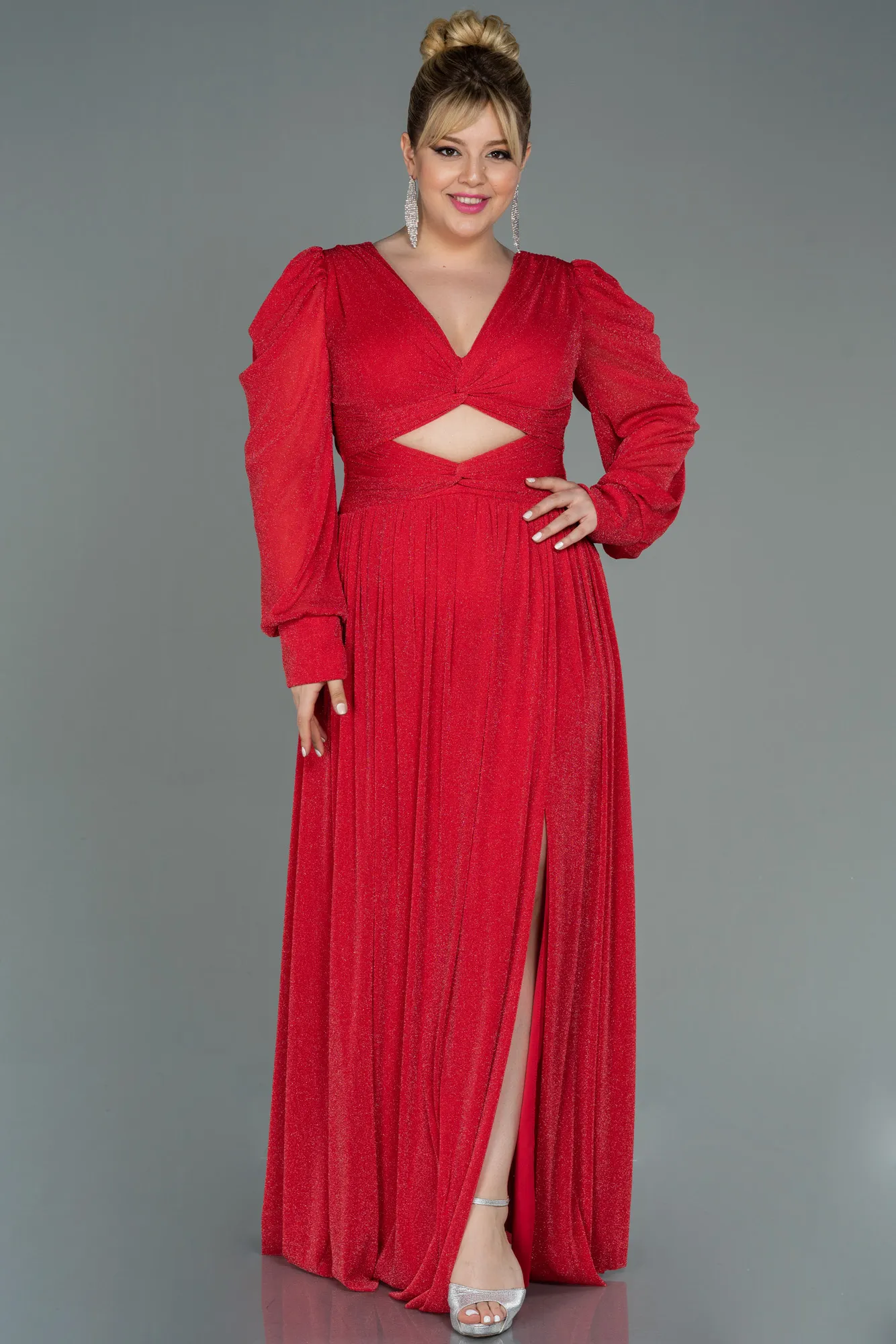 Red-Long Plus Size Evening Dress ABU3104