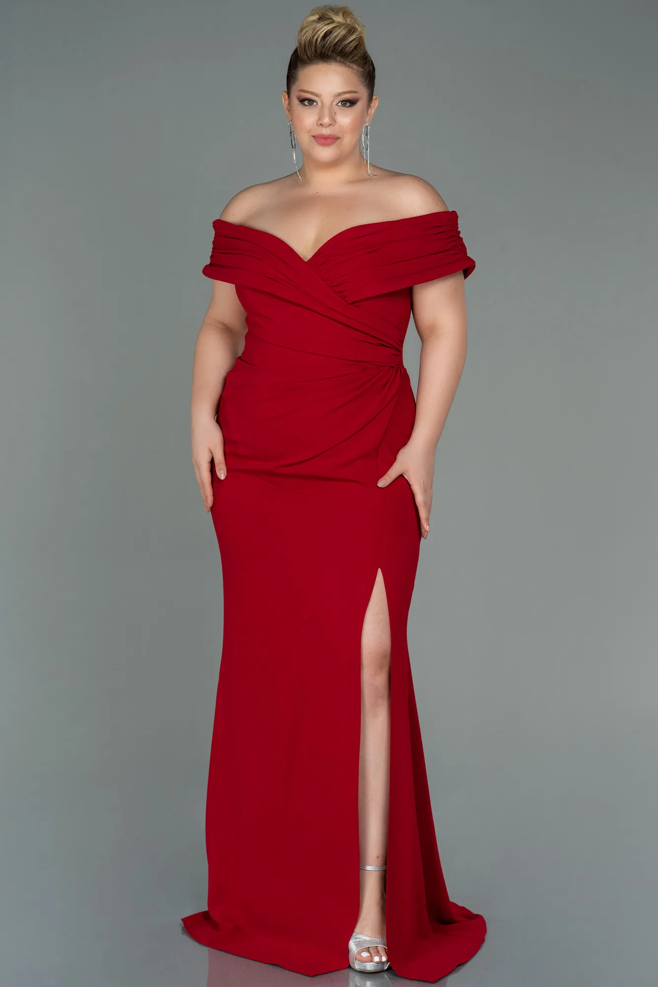 Red-Long Plus Size Evening Dress ABU3172
