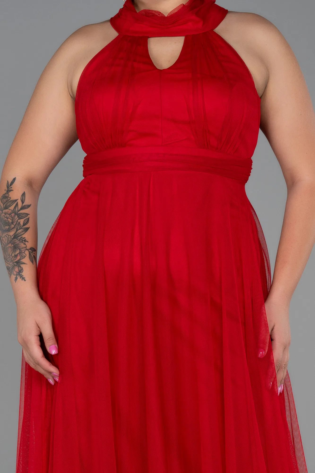 Red-Long Plus Size Evening Dress ABU3253