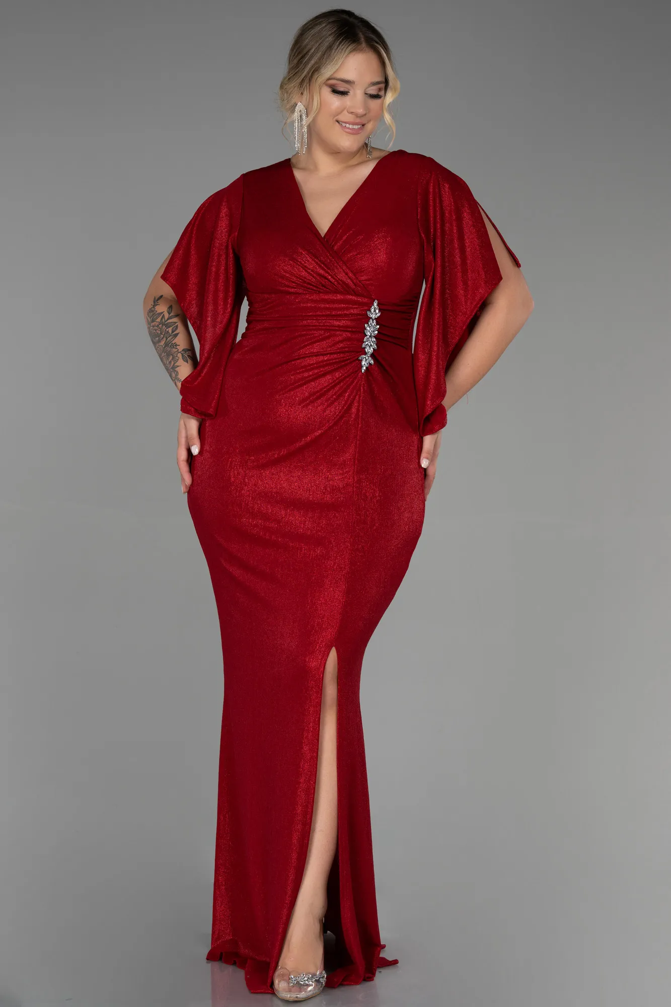 Red-Long Plus Size Evening Dress ABU3280