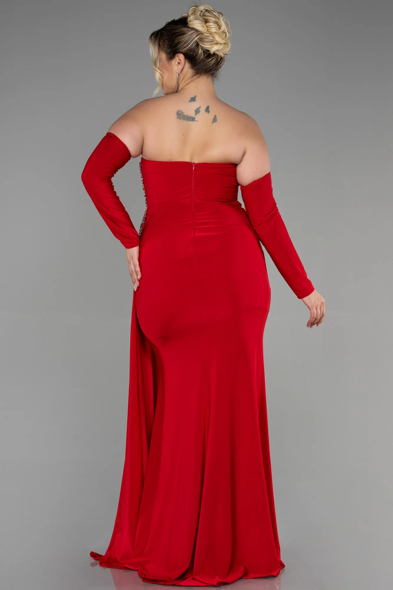 Red-Long Plus Size Evening Dress ABU3352