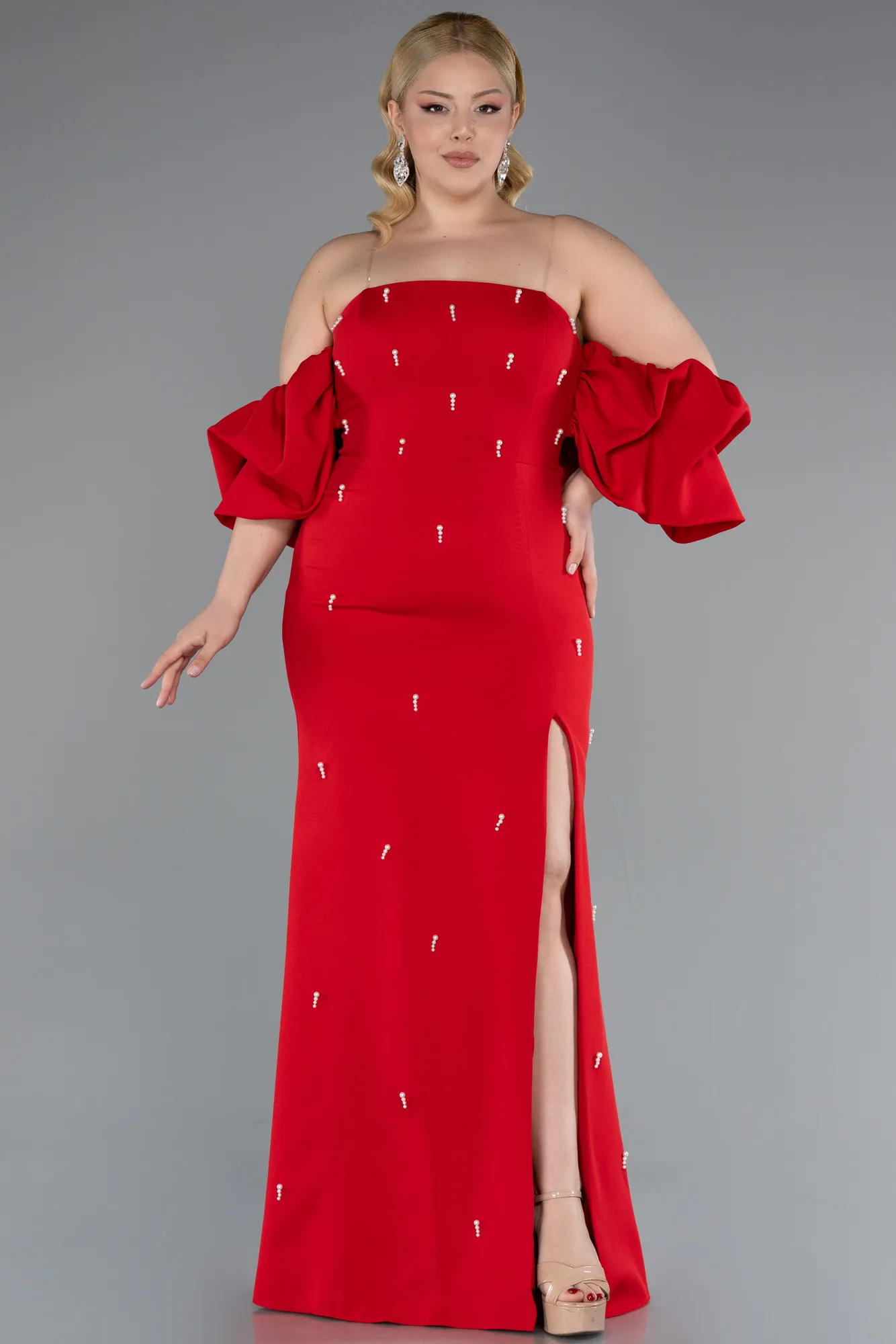 Red-Long Plus Size Evening Dress ABU4990