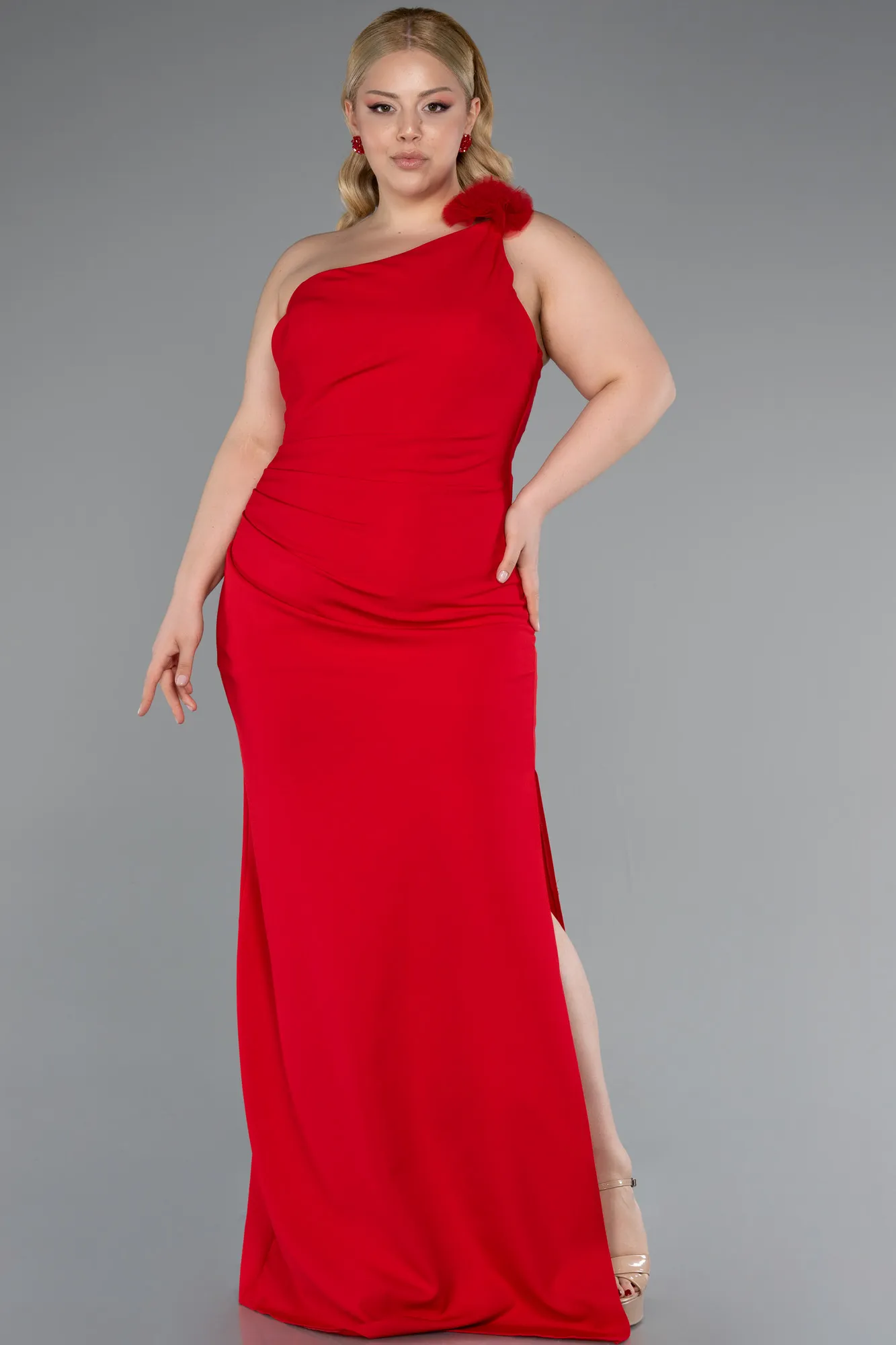 Red-Long Plus Size Evening Gown ABU4892