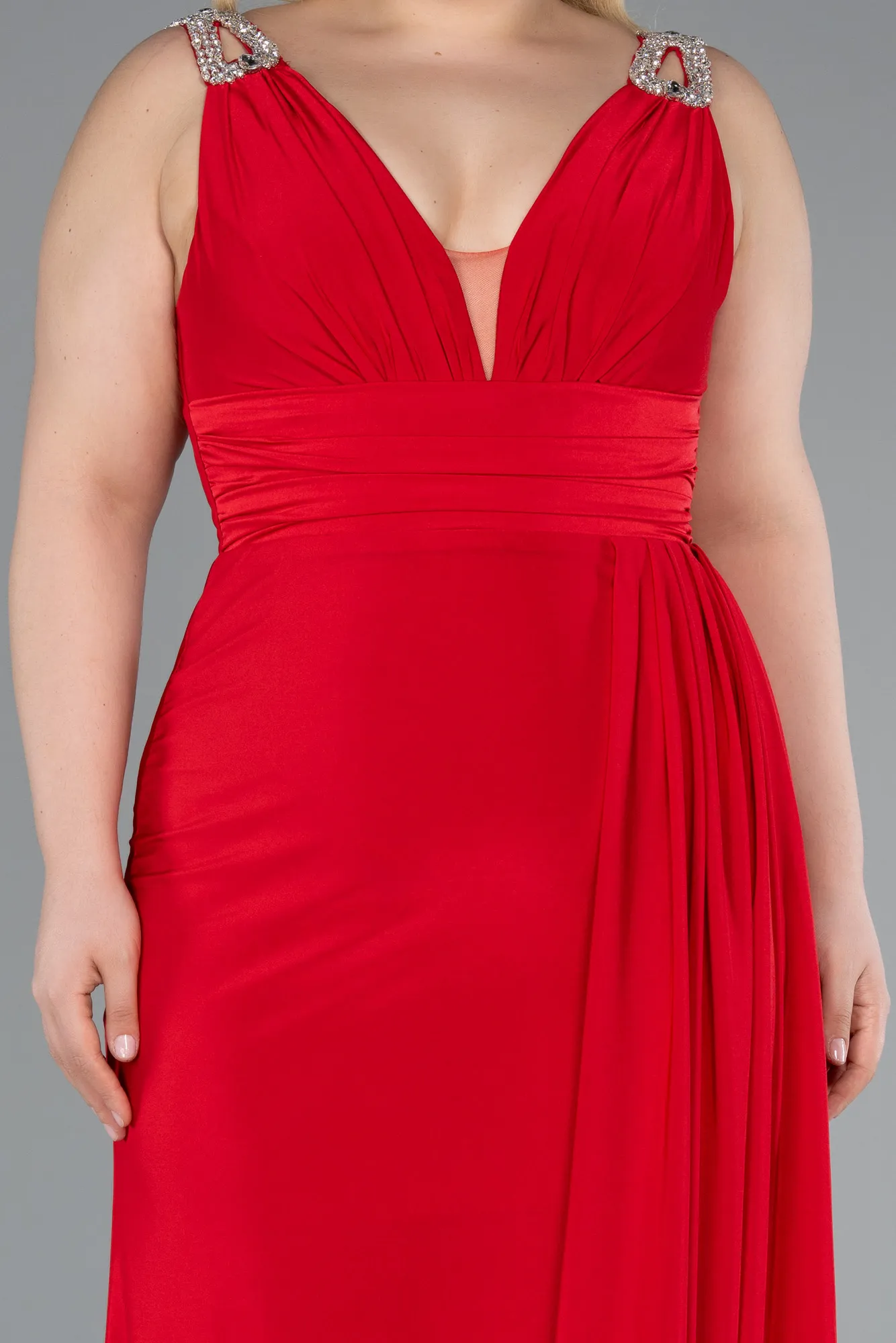 Red-Long Plus Size Evening Gown ABU4968