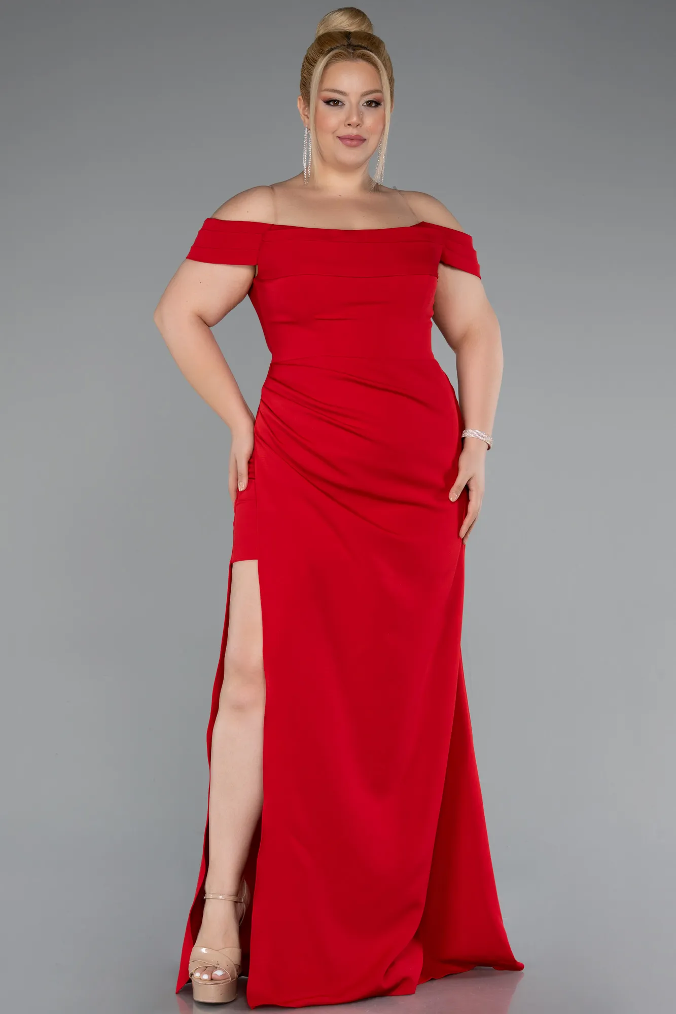 Red-Long Plus Size Evening Gown ABU5156