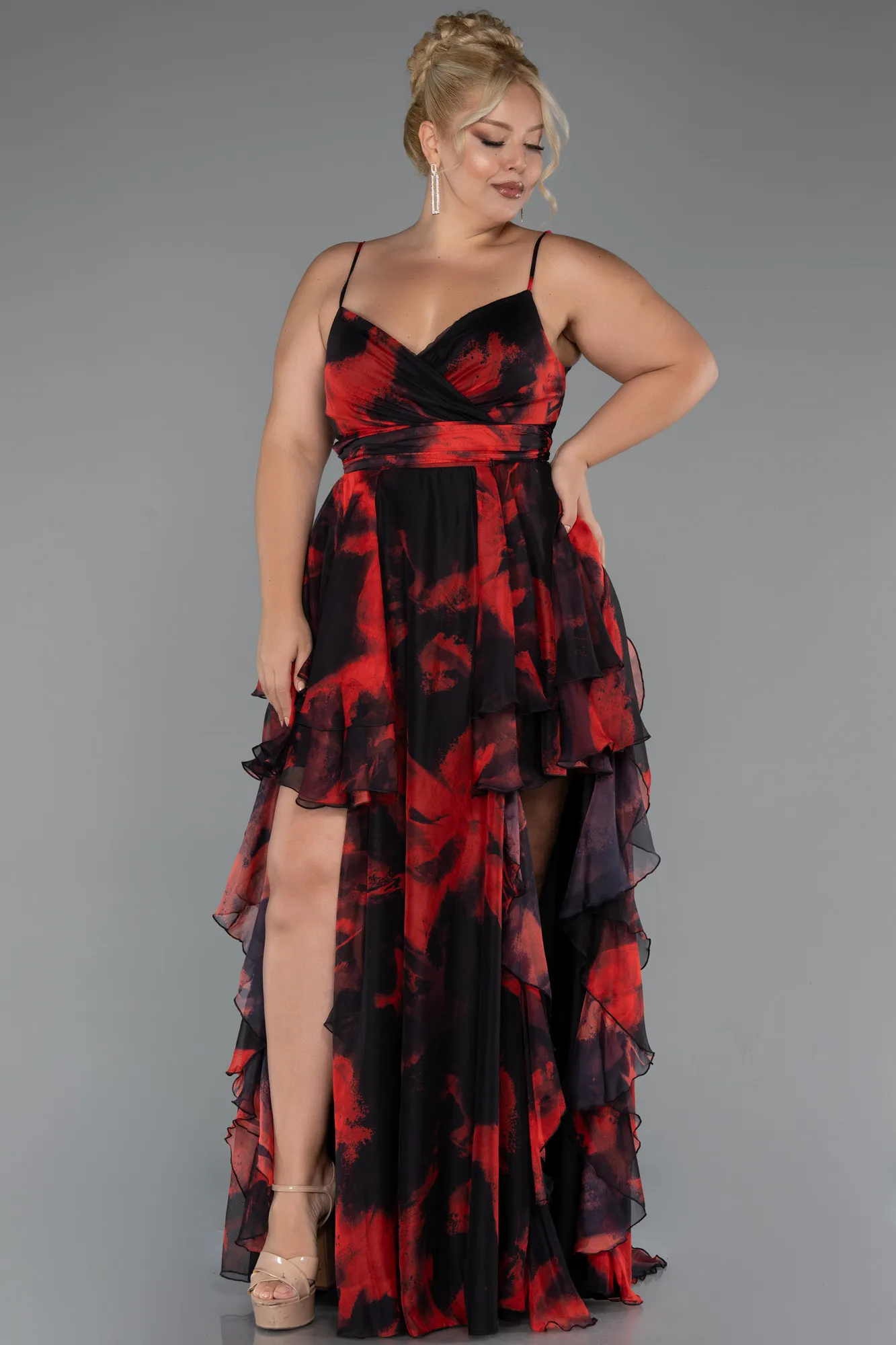 Red-Long Plus Size Prom Dress ABU5267