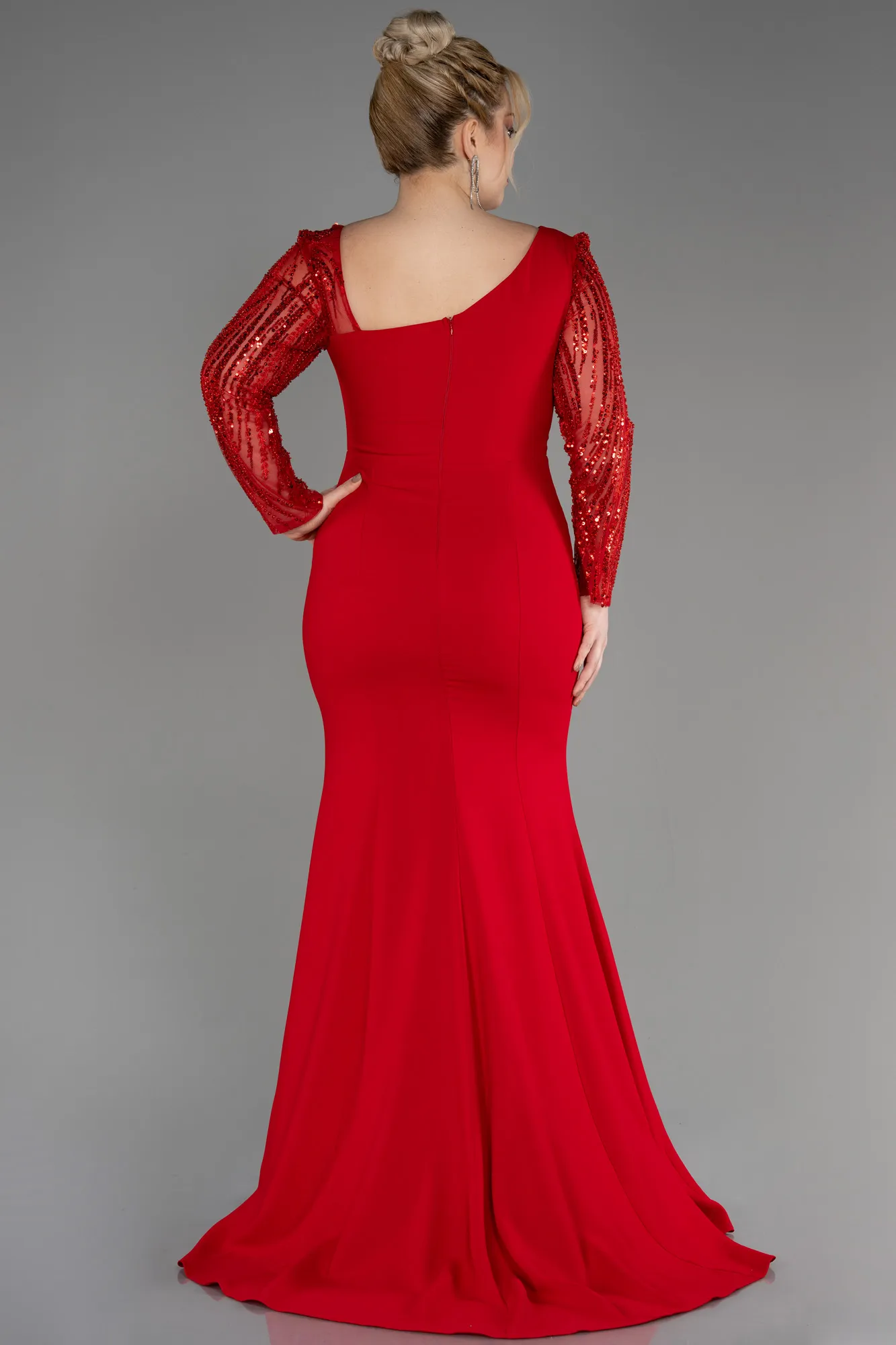 Red-Long Plus Size Wedding Dress ABU3713