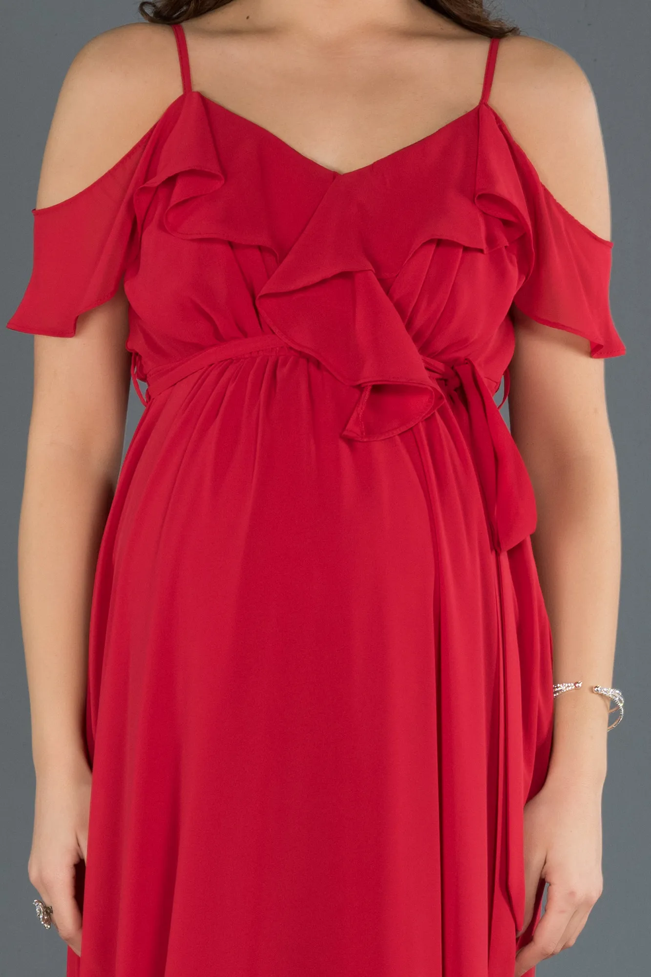 Red-Long Pregnancy Evening Dress ABU744