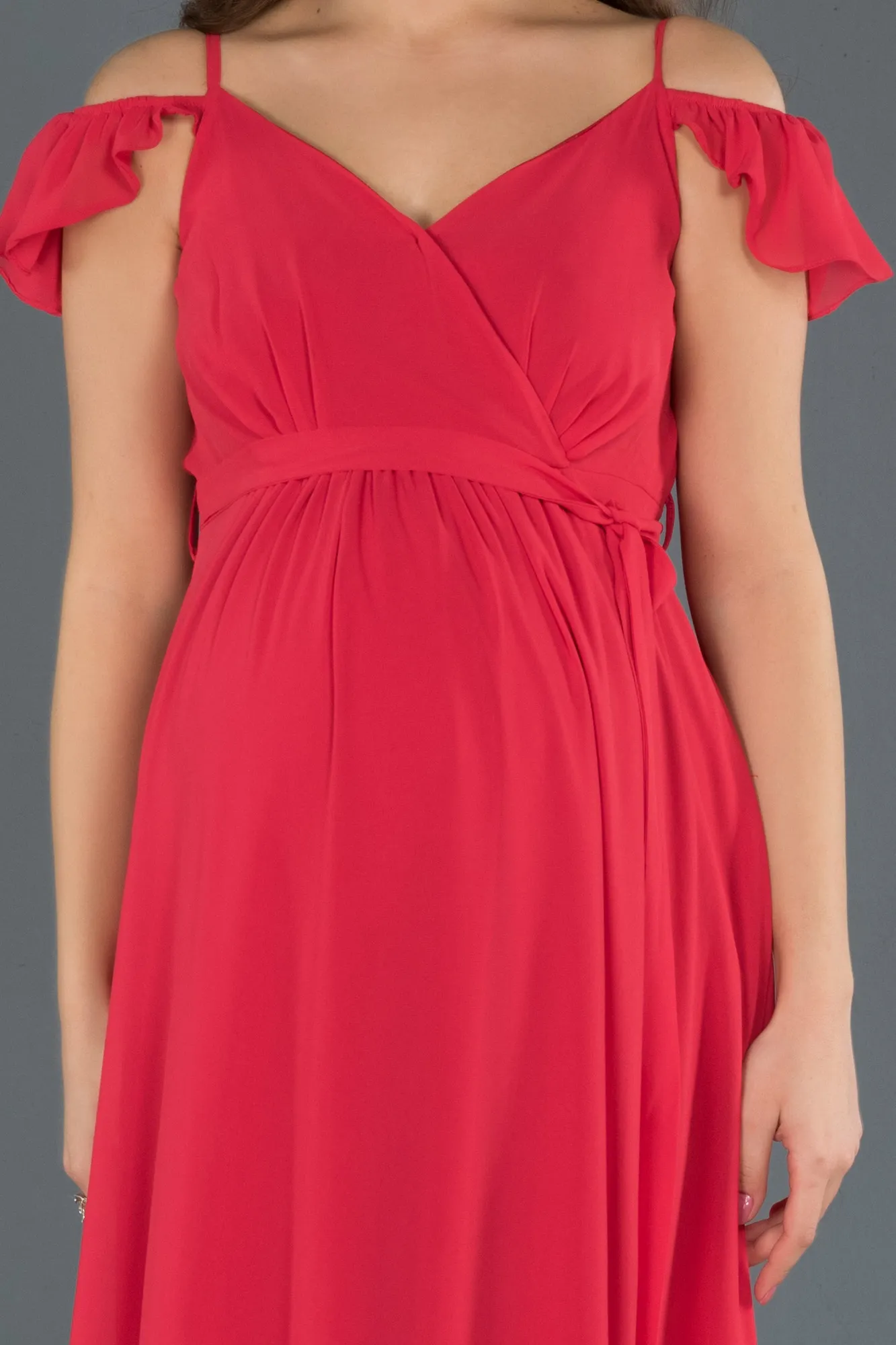 Red-Long Pregnancy Evening Dress ABU756