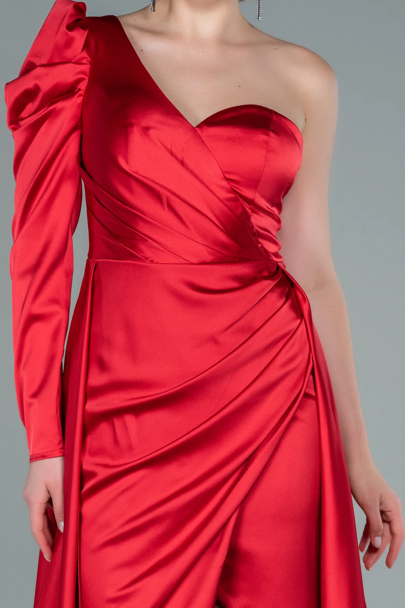 Red-Long Satin Evening Dress ABU1715