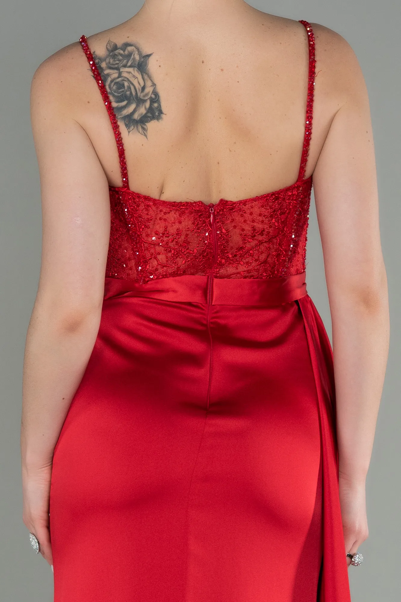 Red-Long Satin Evening Dress ABU2130