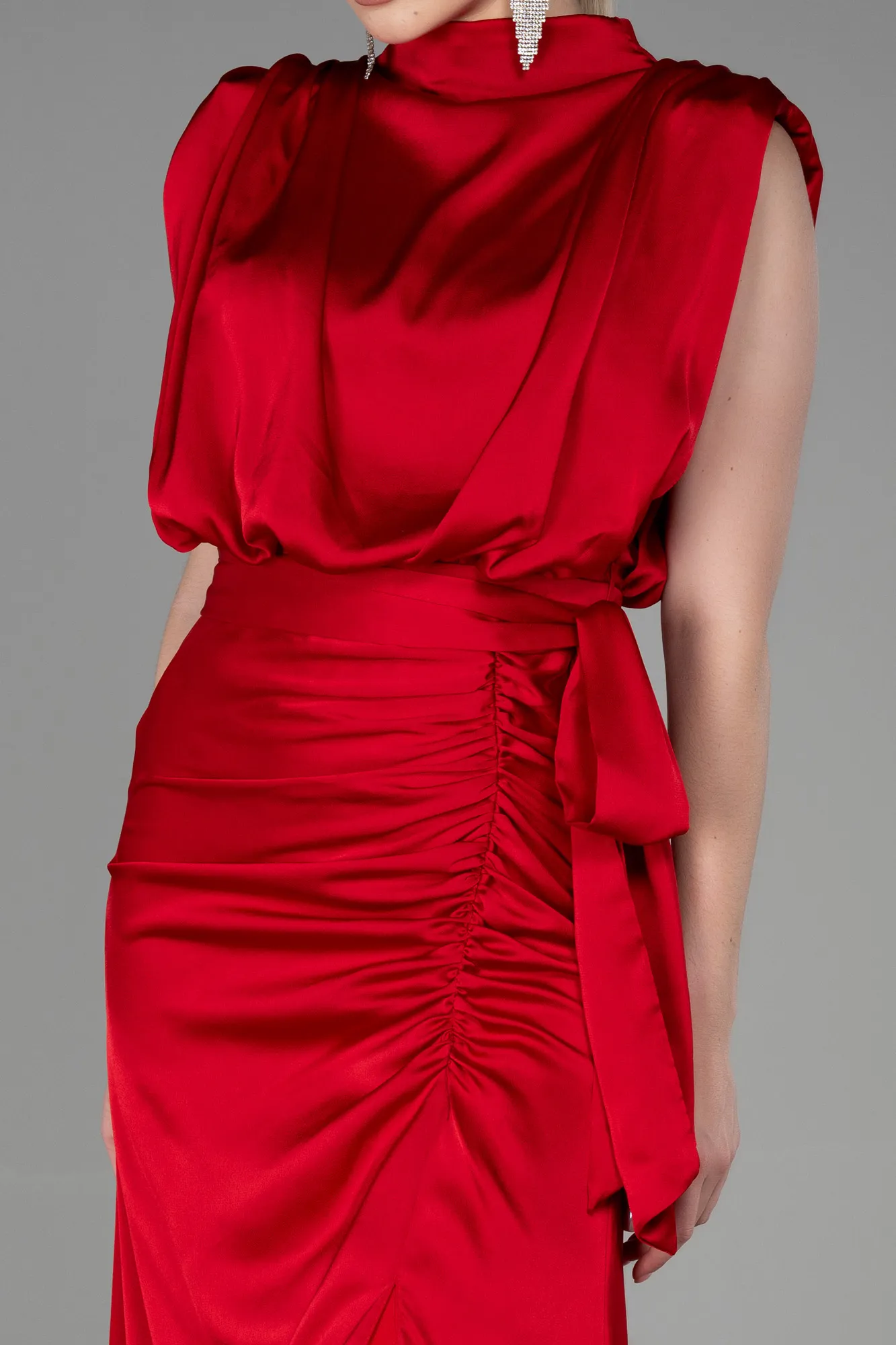 Red-Long Satin Evening Dress ABU2133